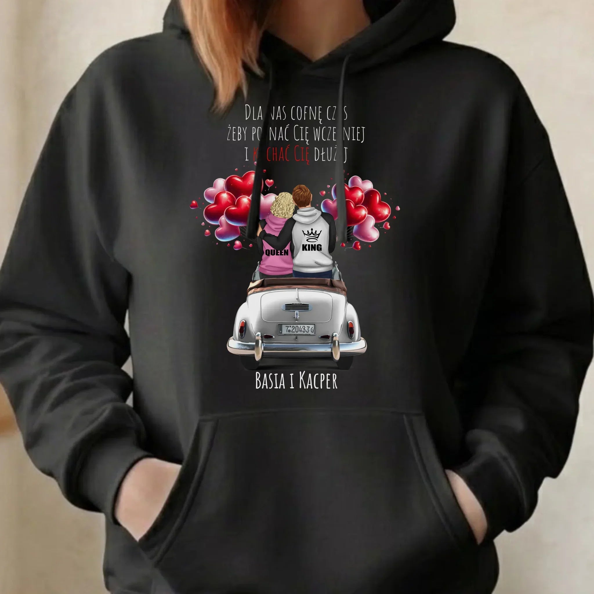 Bluza damska z kapturem dla par - Dla nas cofnę czas - personalizowana W08 - StoryCups.pl