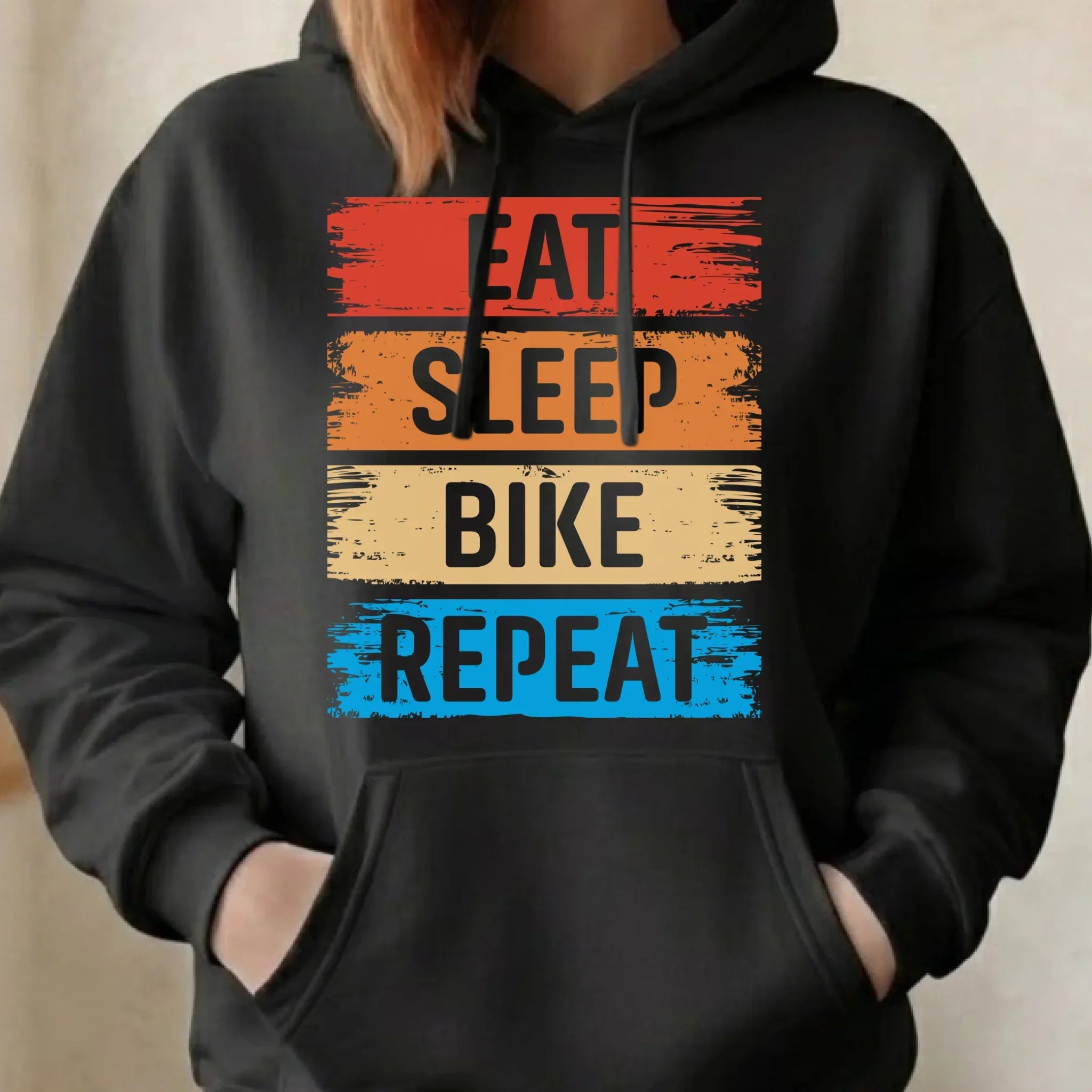 Bluza damska z kapturem na rower - Eat sleep bike repeat HR03 - StoryCups.pl