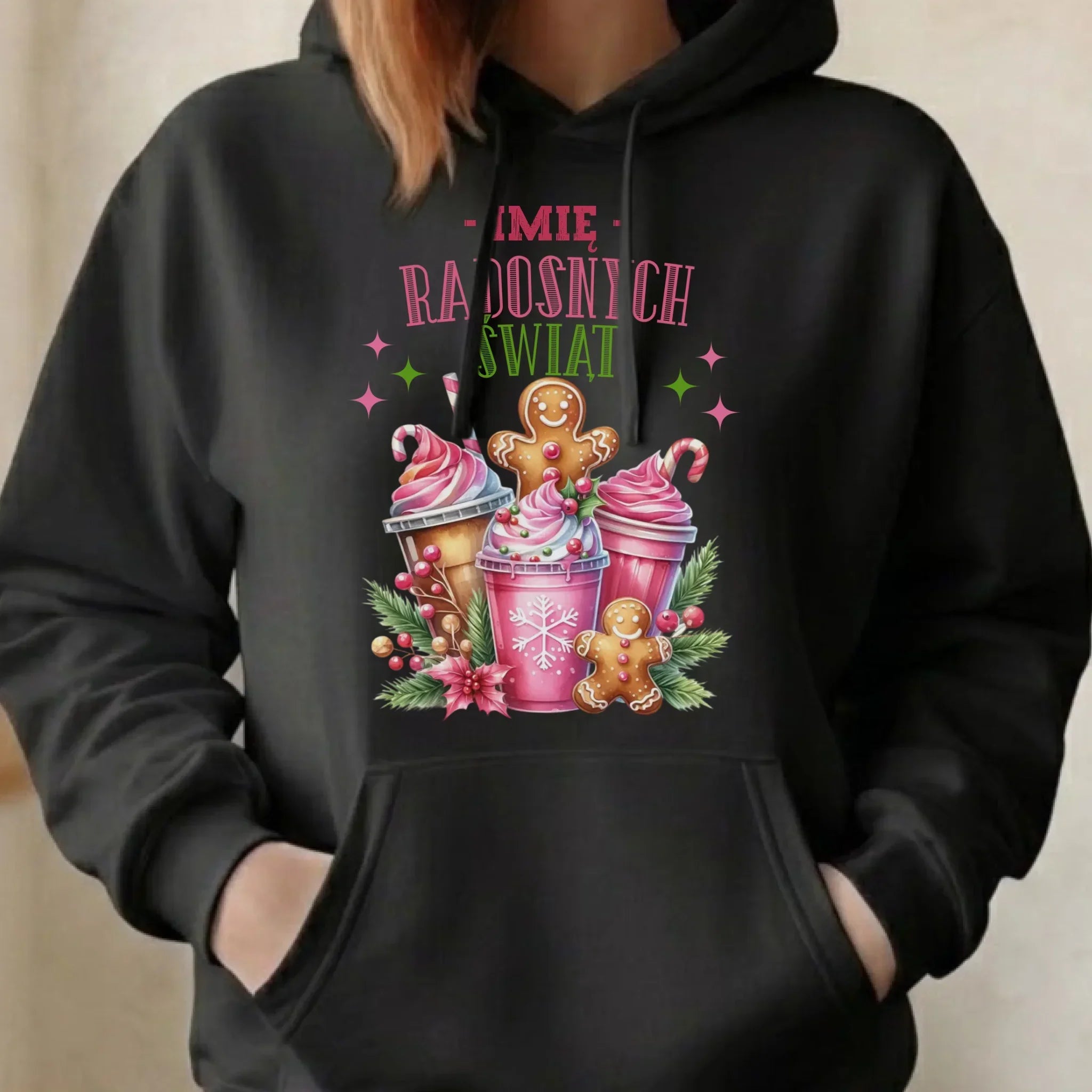 Bluza damska z kapturem świąteczna - Radosnych Świąt - personalizowana BN58 - StoryCups.pl
