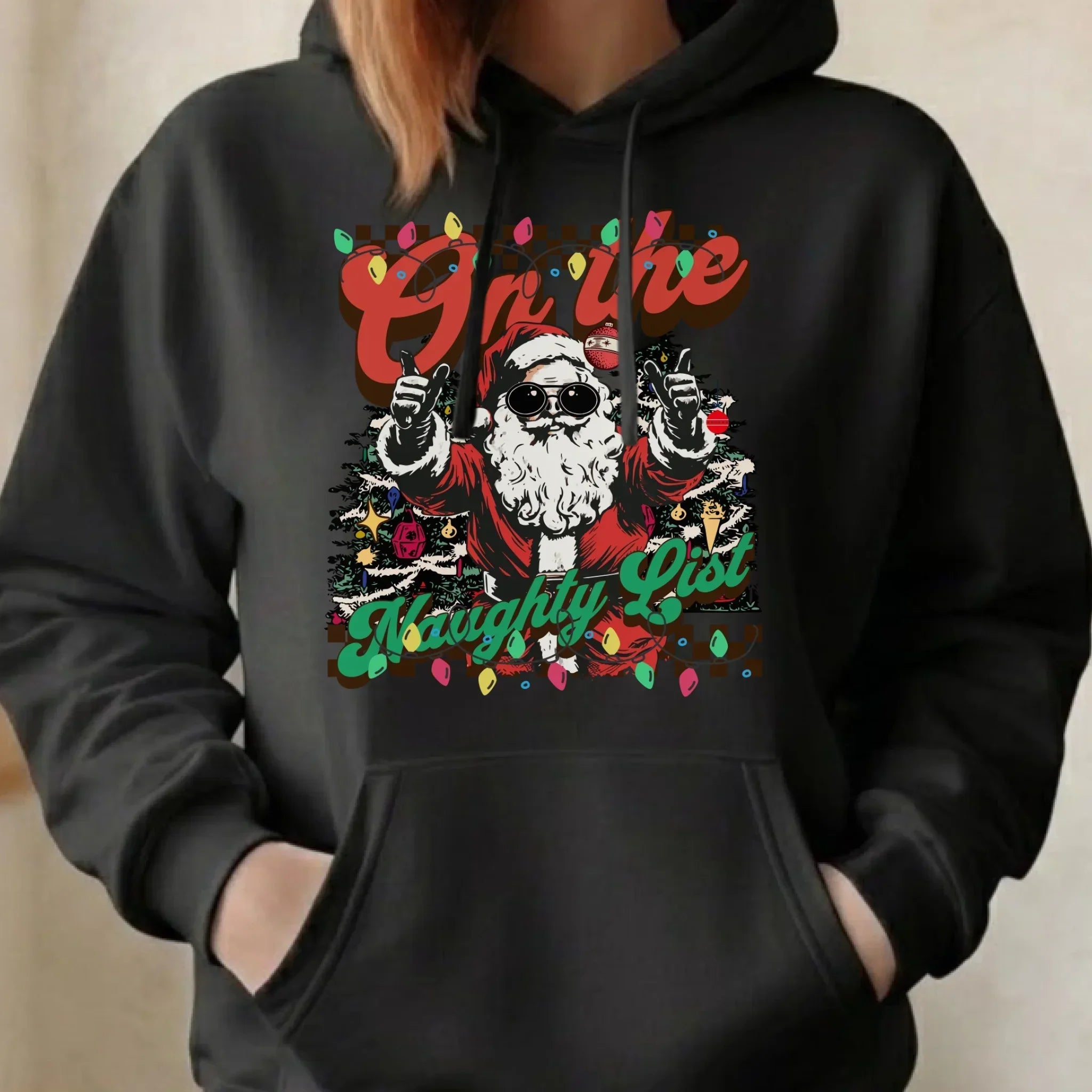 Bluza damska z kapturem świąteczna - On the Naughty List BN50 - StoryCups.pl