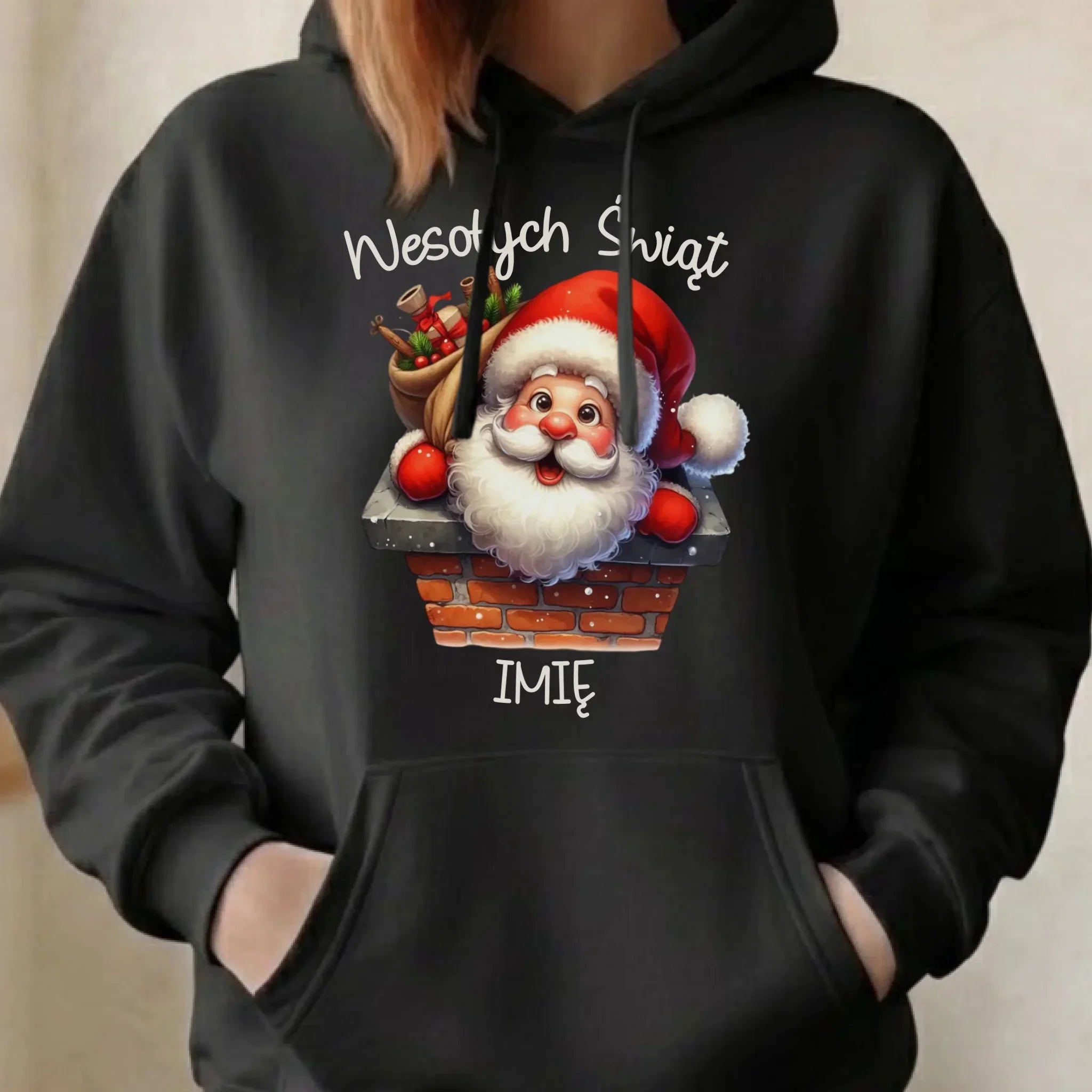 Bluza damska z kapturem świąteczna - prezent na Mikołajki Mikołaj - personalizowana BN08 - StoryCups.pl
