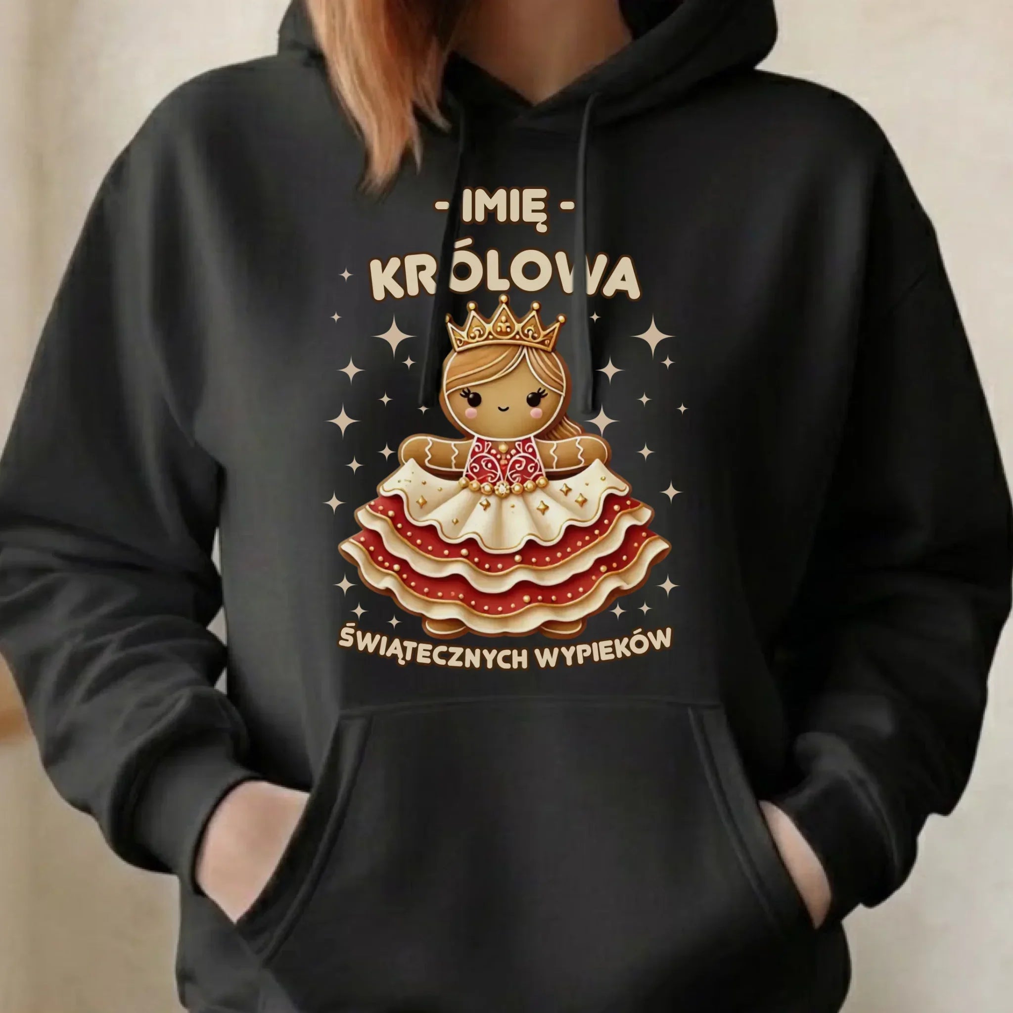 Bluza damska z kapturem świąteczna - Królowa świątecznych wypieków - personalizowana BN28 - StoryCups.pl