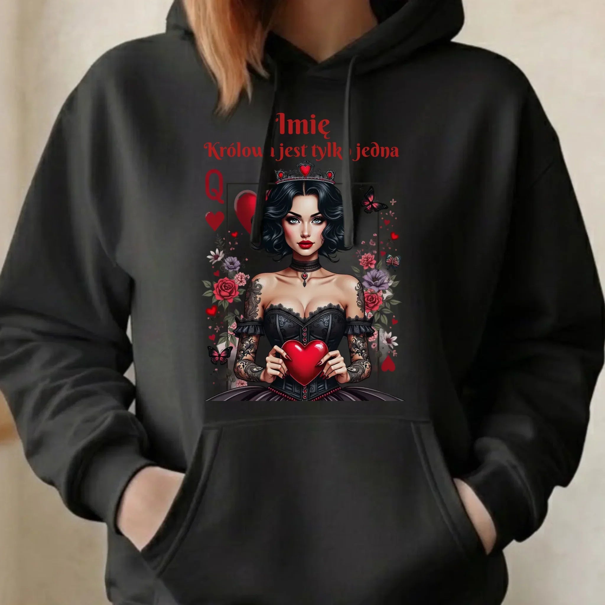 Bluza damska z kapturem - Królowa jest tylko jedna - personalizowana W46 - StoryCups.pl