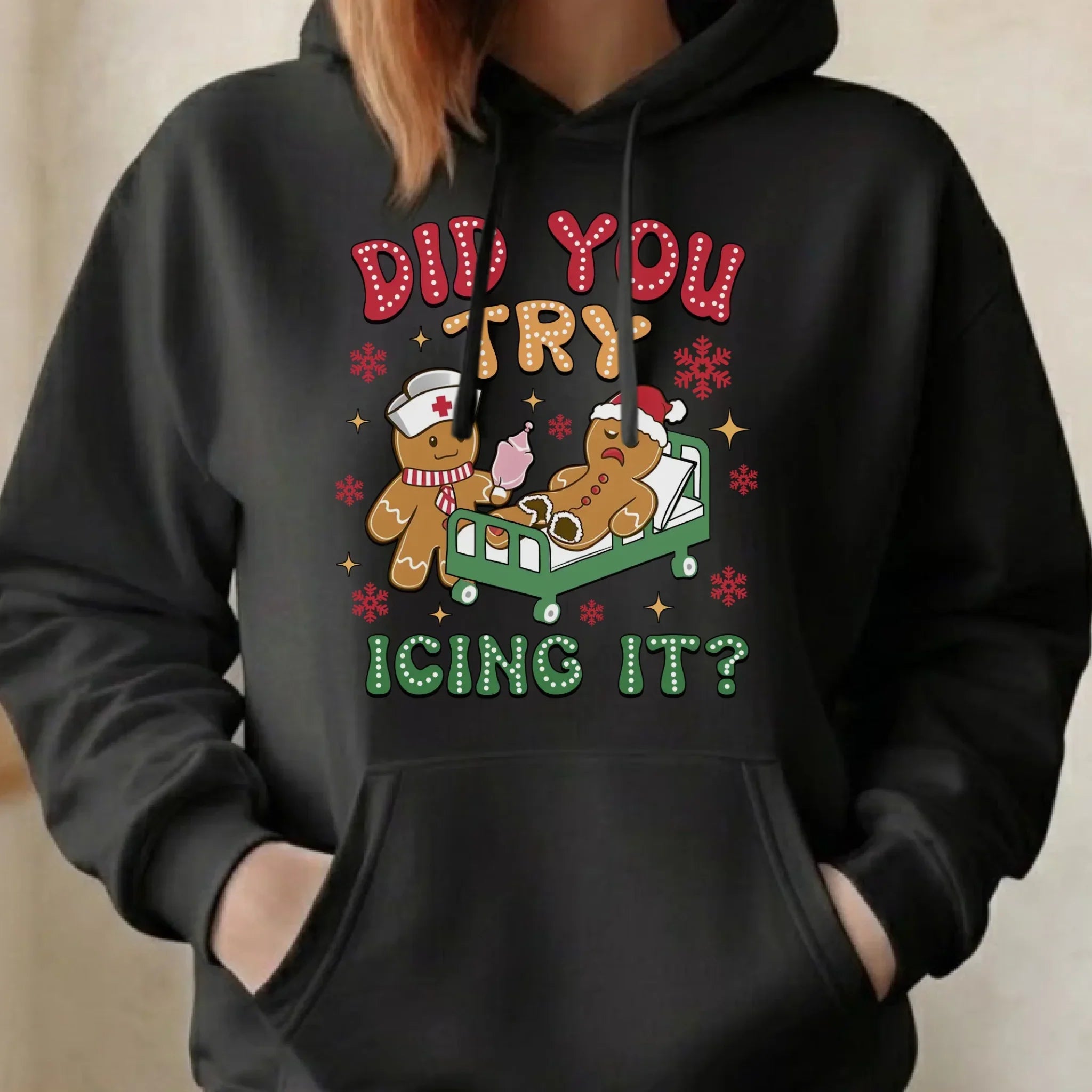 Bluza damska z kapturem świąteczna - Did you try icing it? BN78 - StoryCups.pl