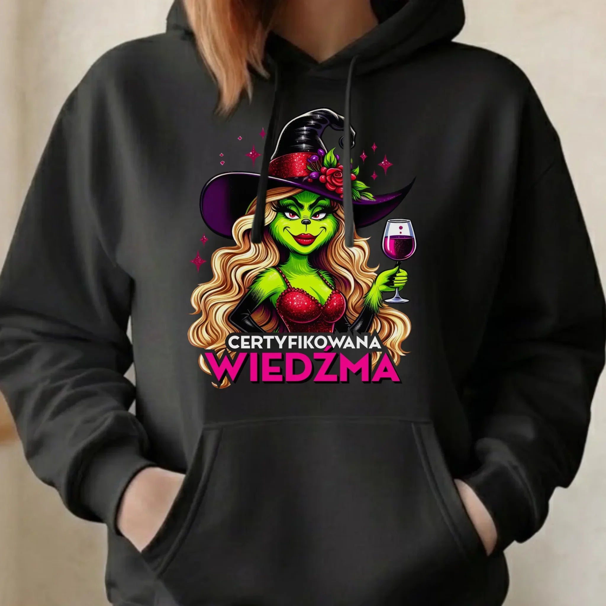 Bluza damska z kapturem - Certyfikowana wiedźma - śmieszna HL13 - StoryCups.pl