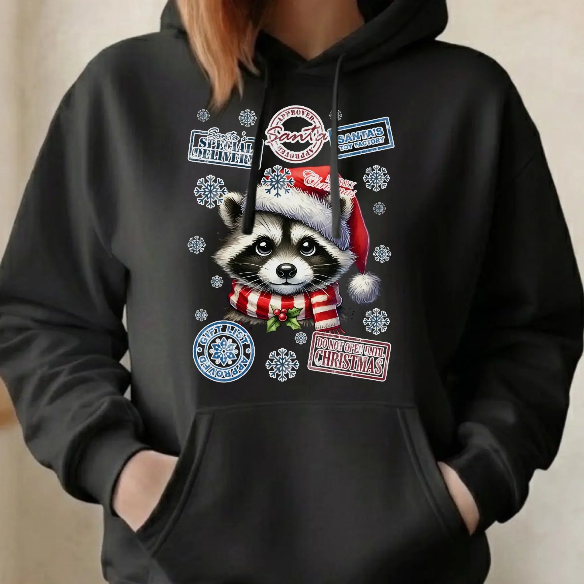 Bluza damska z kapturem świąteczna - Szop - Przesyłka od Mikołaja BN104 - StoryCups.pl