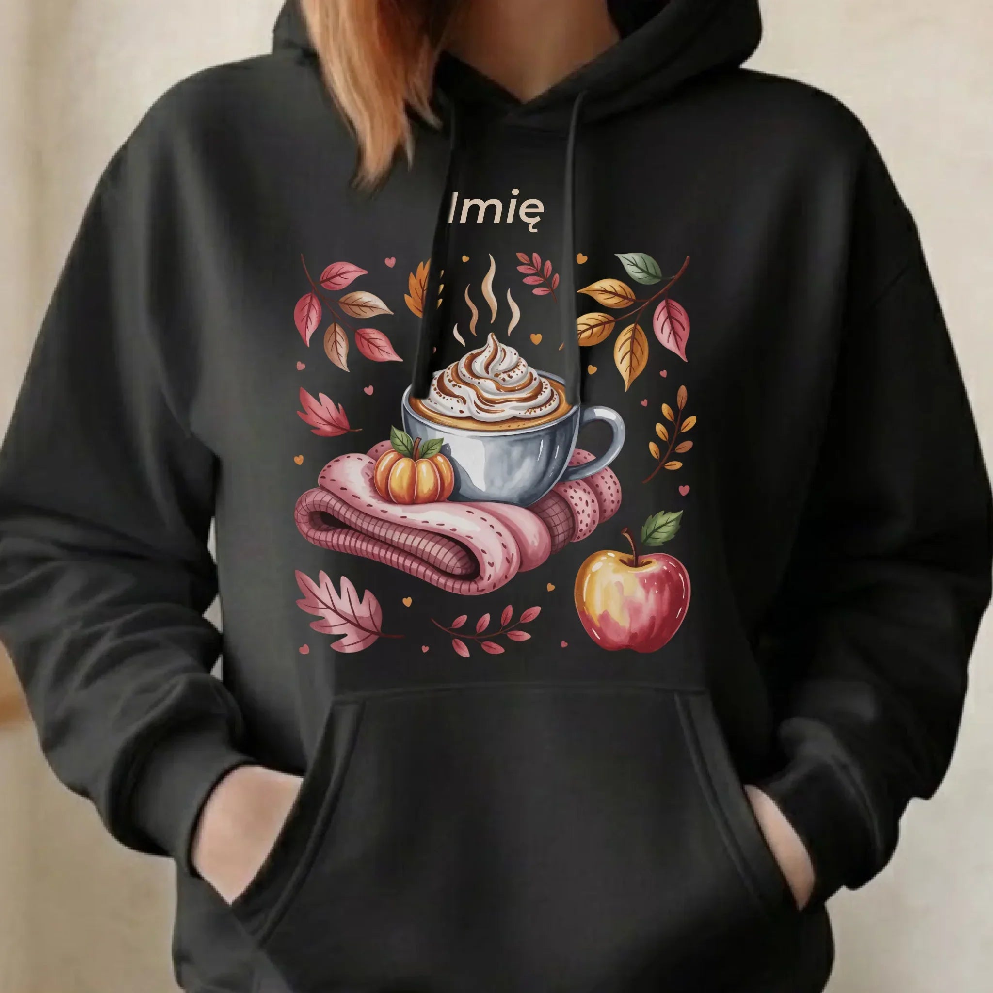 Bluza damska z kapturem jesienna - Przytulna jesień - personalizowana JS29 - StoryCups.pl