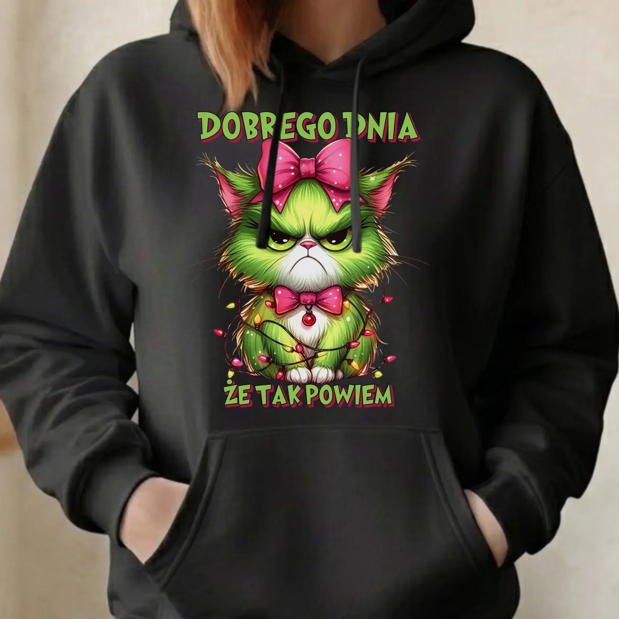 Bluza damska z kapturem świąteczna - prezent dla niej - Grinch dobrego dnia, że tak powiem BN153 - StoryCups.pl