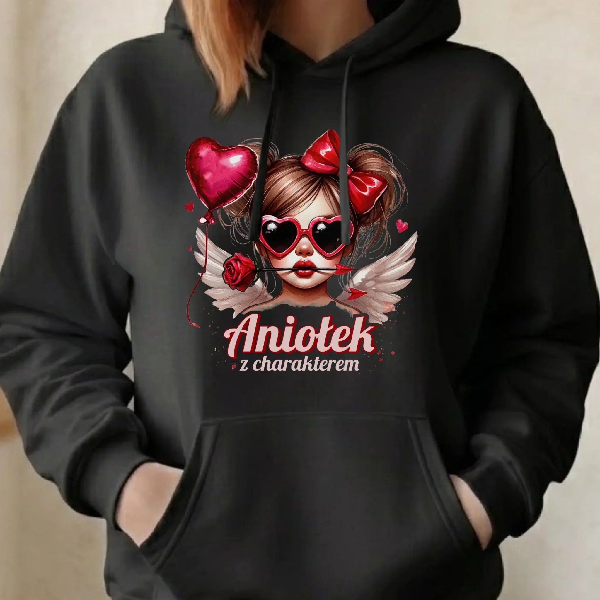 Bluza damska z kapturem - Aniołek z charakterem W58 - StoryCups.pl