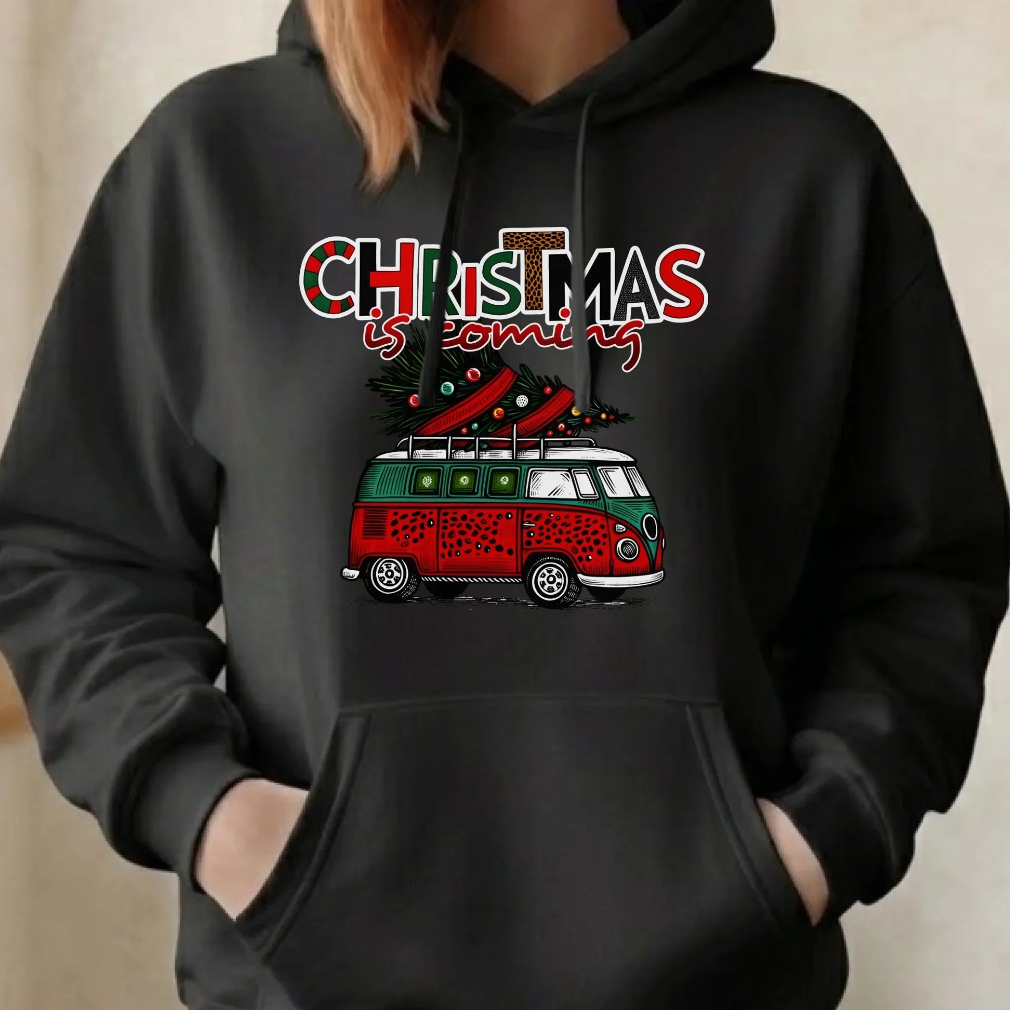 Bluza damska z kapturem świąteczna - Kamper Christmas is coming BN42 - StoryCups.pl