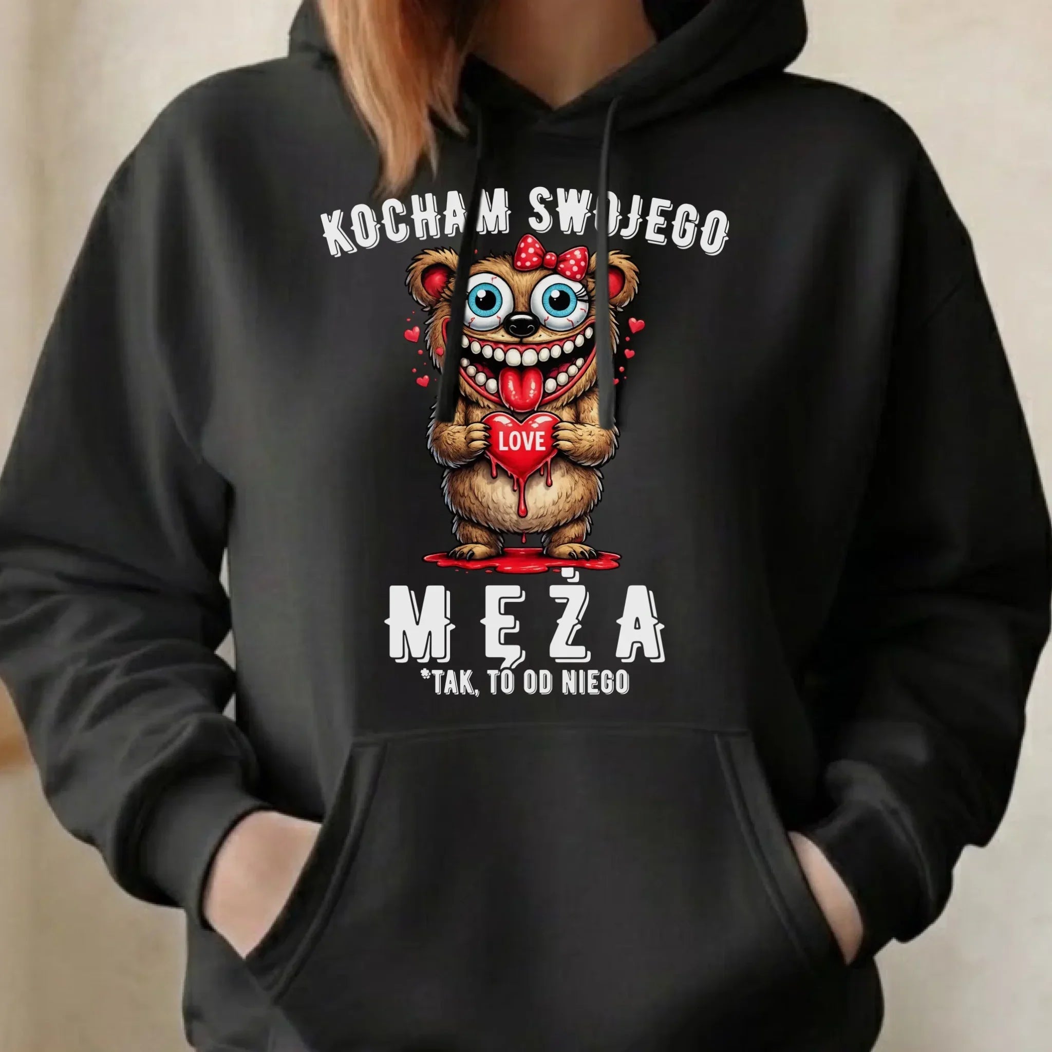 Bluza damska z kapturem dla żony - Kocham swojego męża W22 - StoryCups.pl