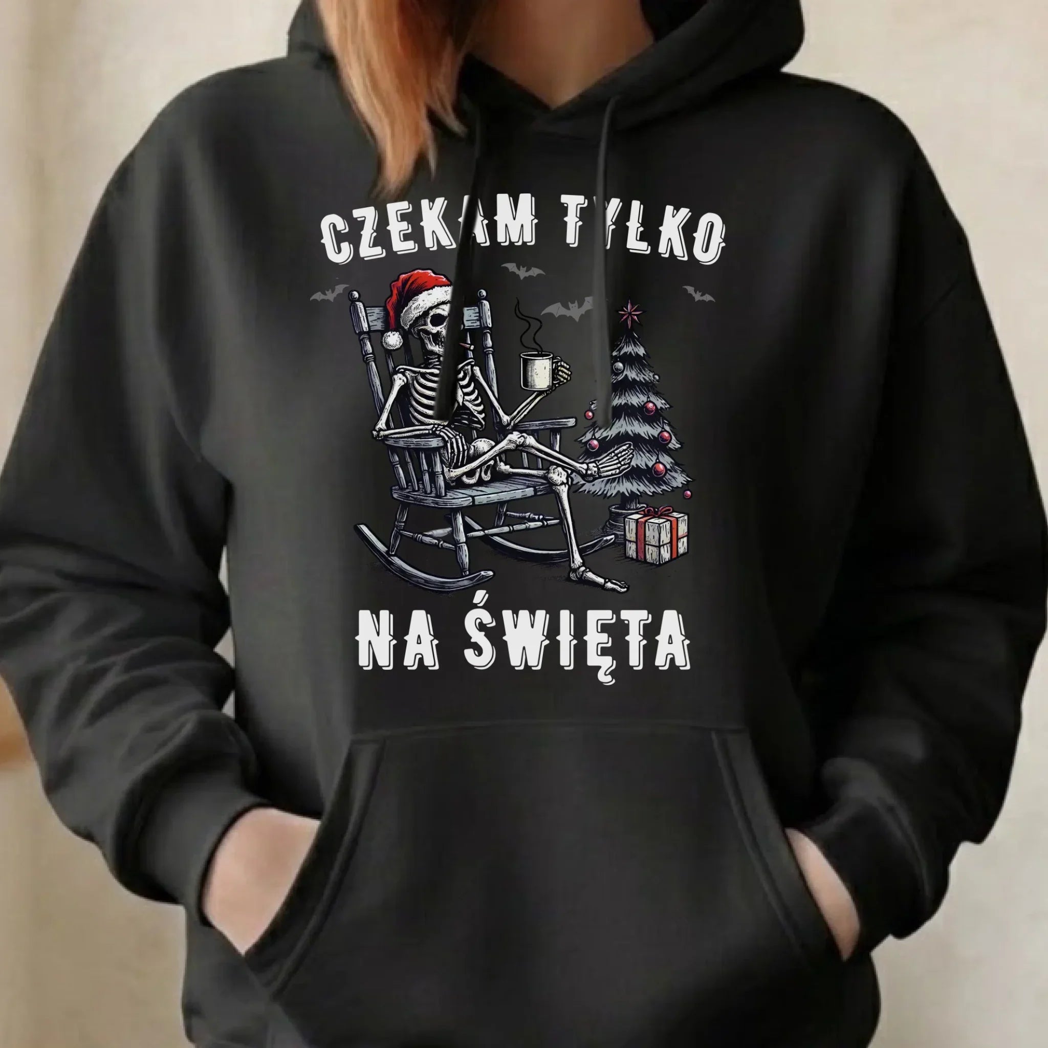 Bluza damska z kapturem świąteczna - Czekam tylko na święta BN56 - StoryCups.pl