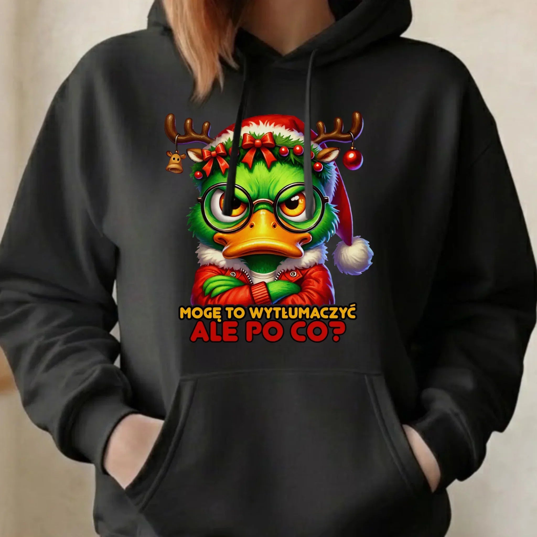 Bluza damska z kapturem świąteczna - Mogę to wytłumaczyć Ale po co? BN77 - StoryCups.pl