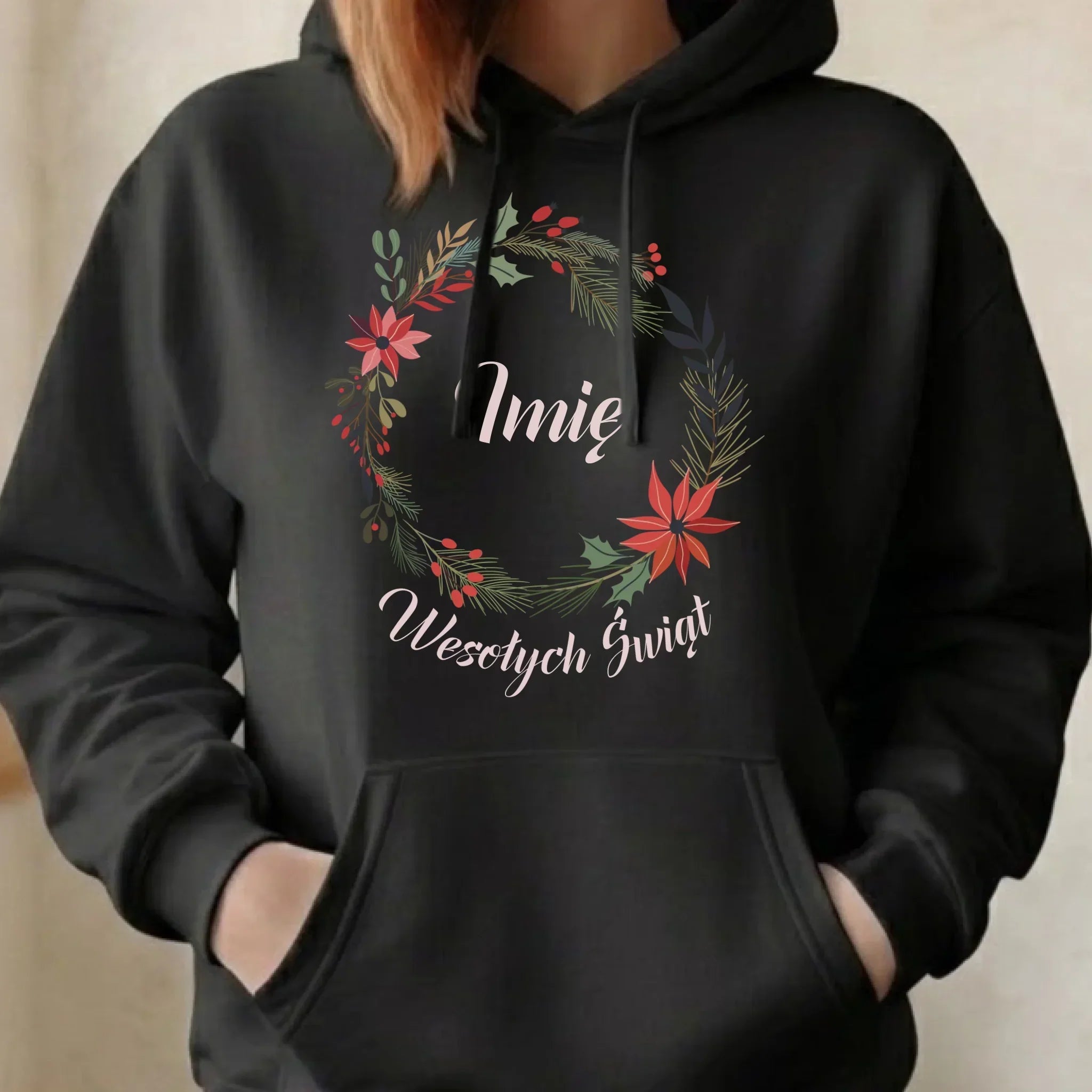 Bluza damska z kapturem świąteczna - Wesołych Świąt - personalizowana BN19 - StoryCups.pl