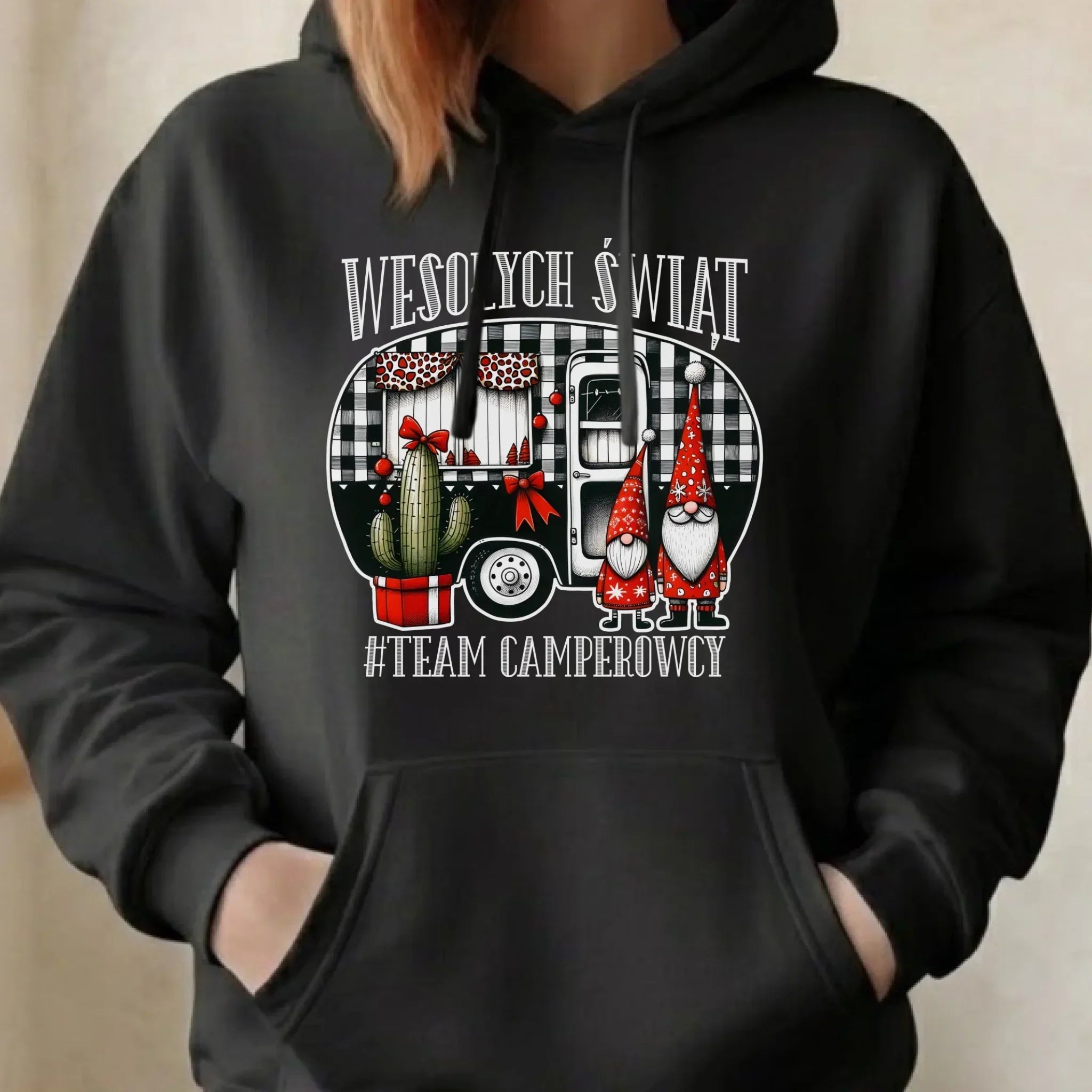 Bluza damska z kapturem świąteczna - Wesołych Świąt Team Camperowcy BN44 - StoryCups.pl