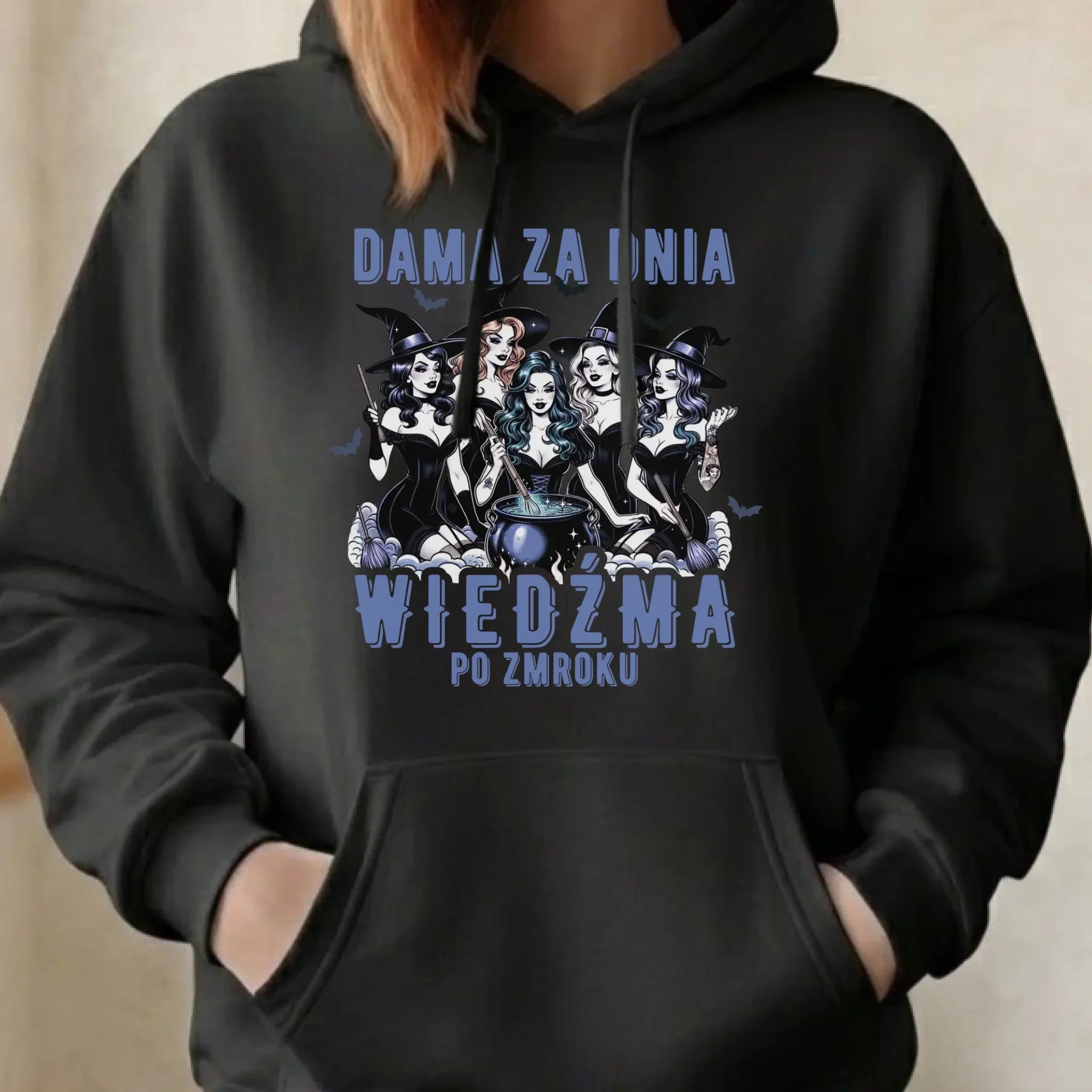 Bluza damska z kapturem - Dama za dnia wiedźma po zmroku HL16 - StoryCups.pl