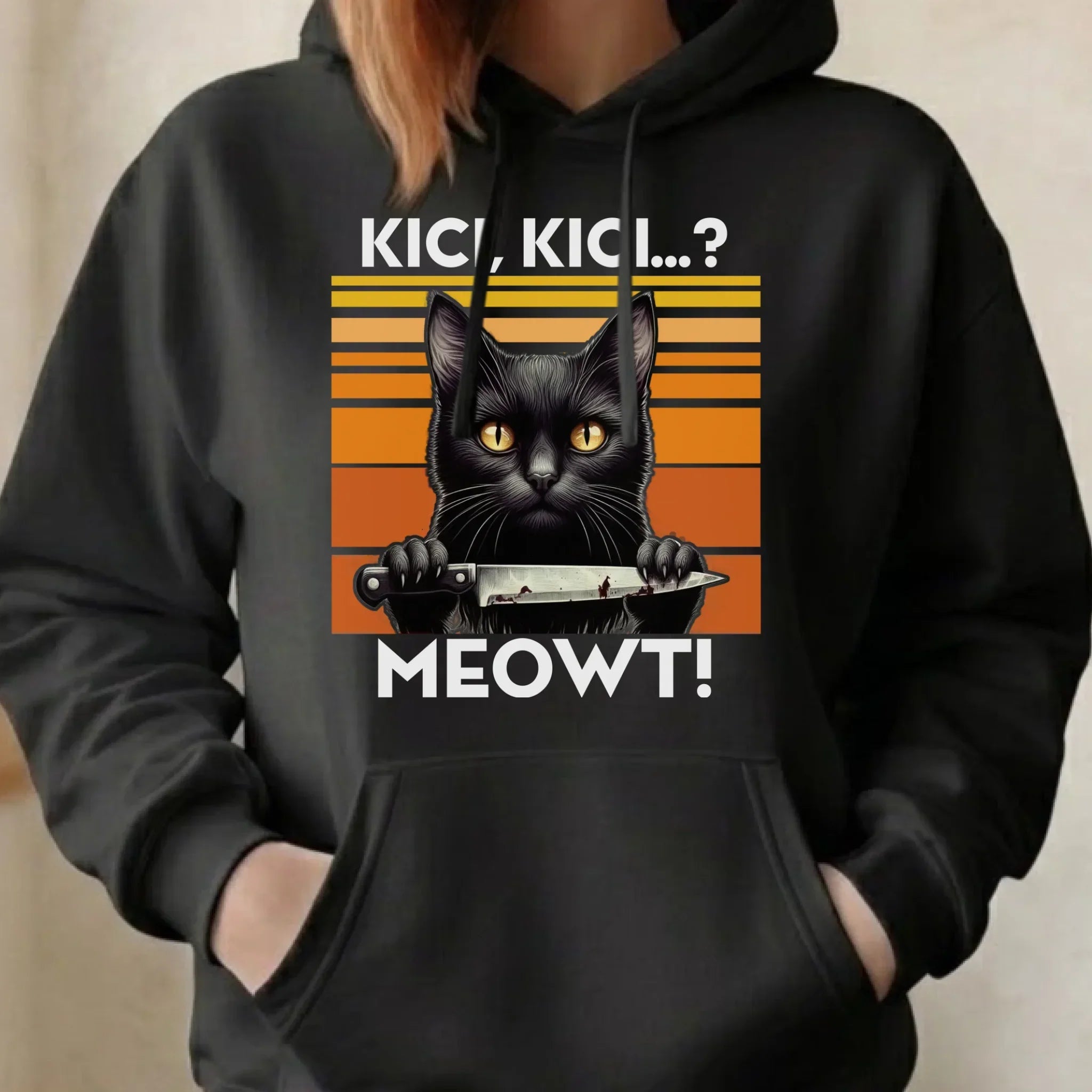 Bluza damska - Kot z nożem - Kici, kici... MEOWT! HL17 - StoryCups.pl