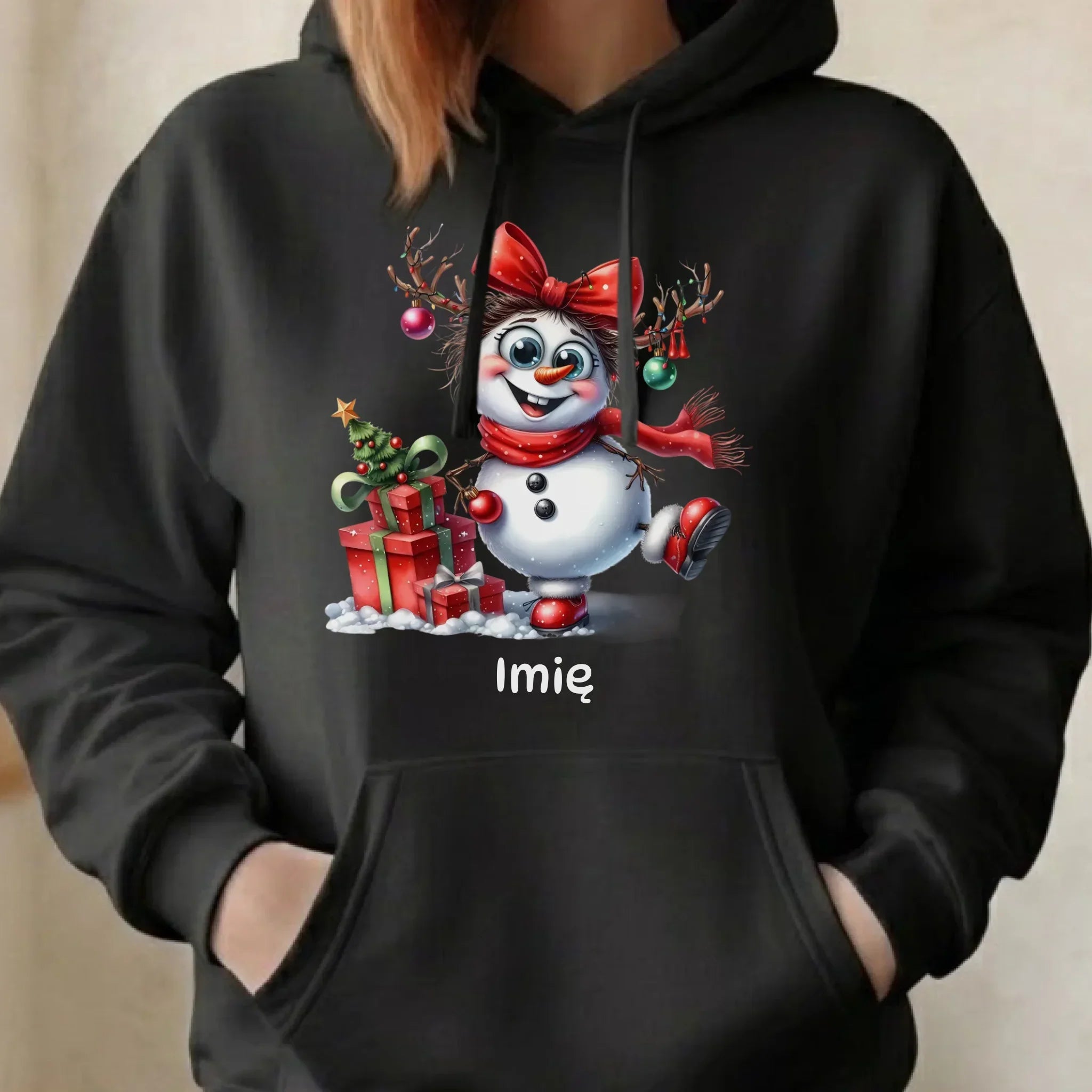 Bluza damska z kapturem świąteczna - Bałwanek - personalizowana BN123 - StoryCups.pl
