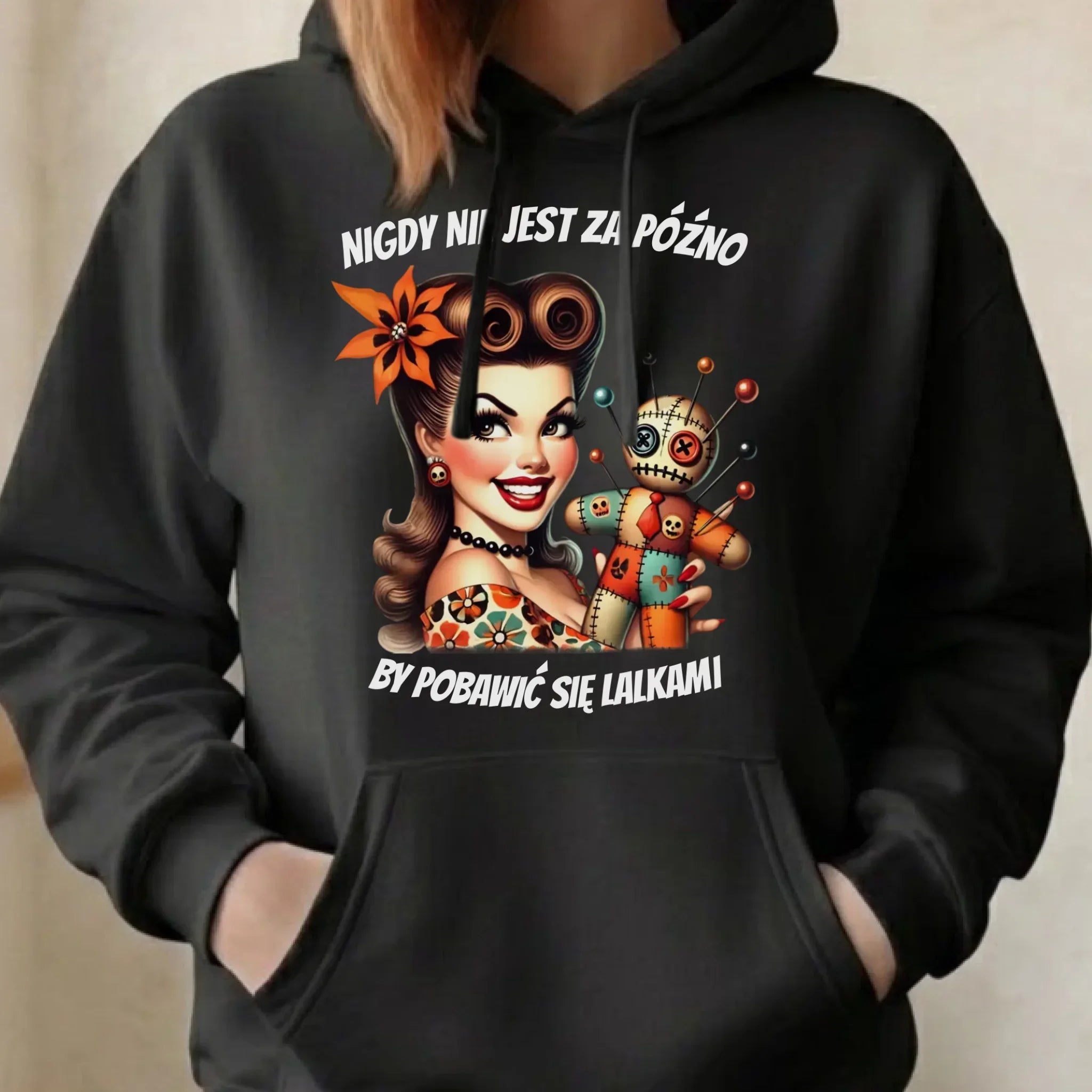 Bluza damska z kapturem - Laleczka Voodoo retro DZ21 - StoryCups.pl