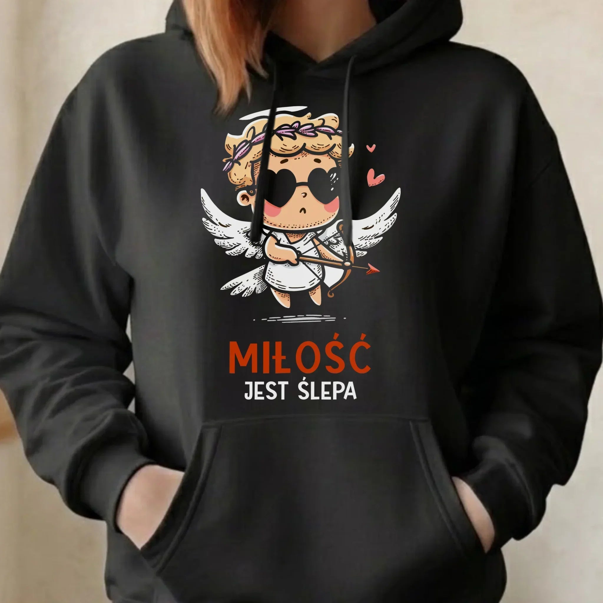 Bluza damska z kapturem - Miłość jest ślepa W48 - StoryCups.pl