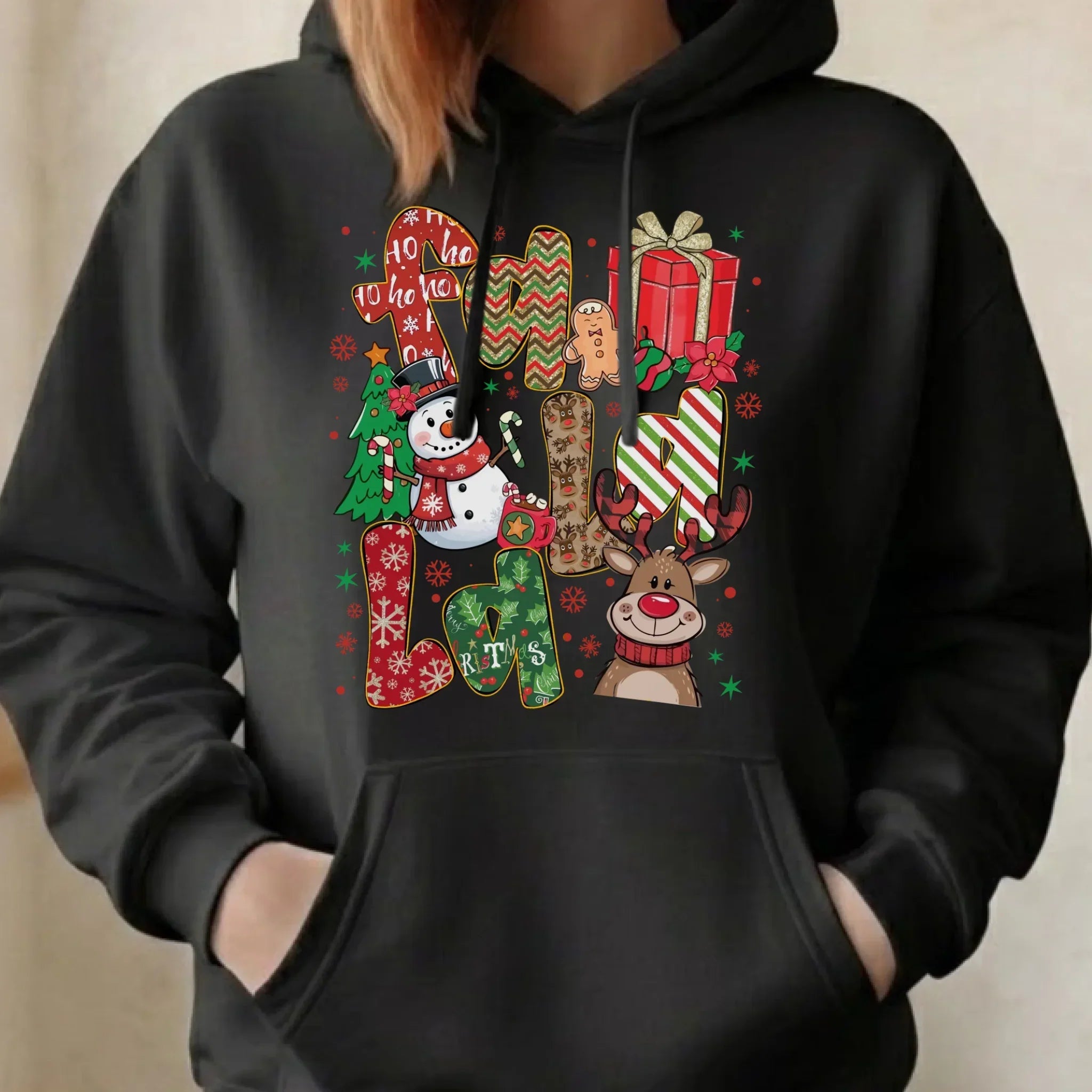 Bluza damska z kapturem świąteczna - Fa la la BN71 - StoryCups.pl