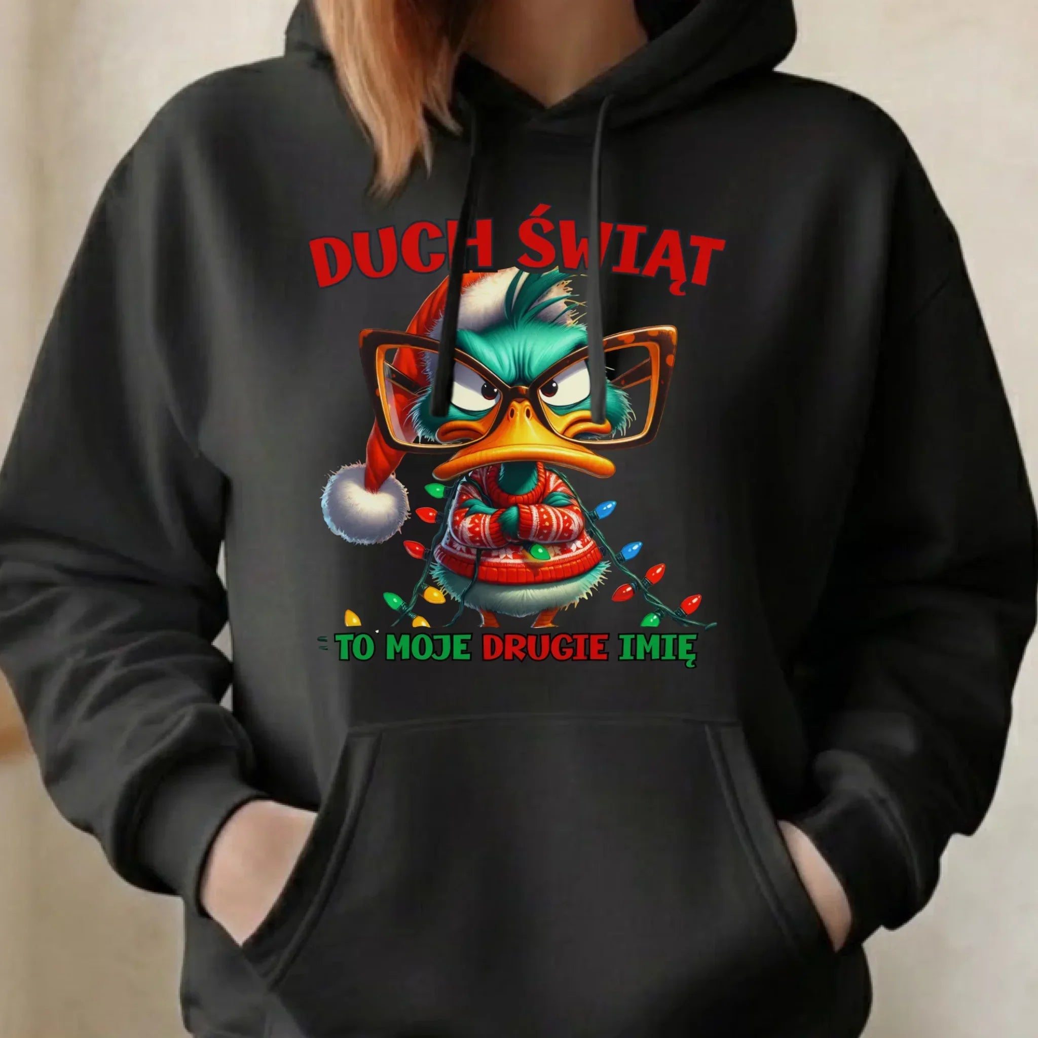 Bluza damska z kapturem świąteczna - Duch Świąt to moje drugie imię BN76 - StoryCups.pl
