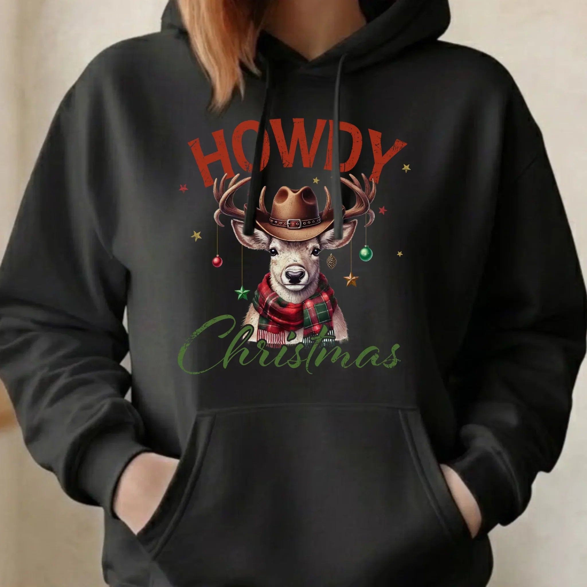 Bluza damska z kapturem świąteczna - Howdy Christmas BN54 - StoryCups.pl