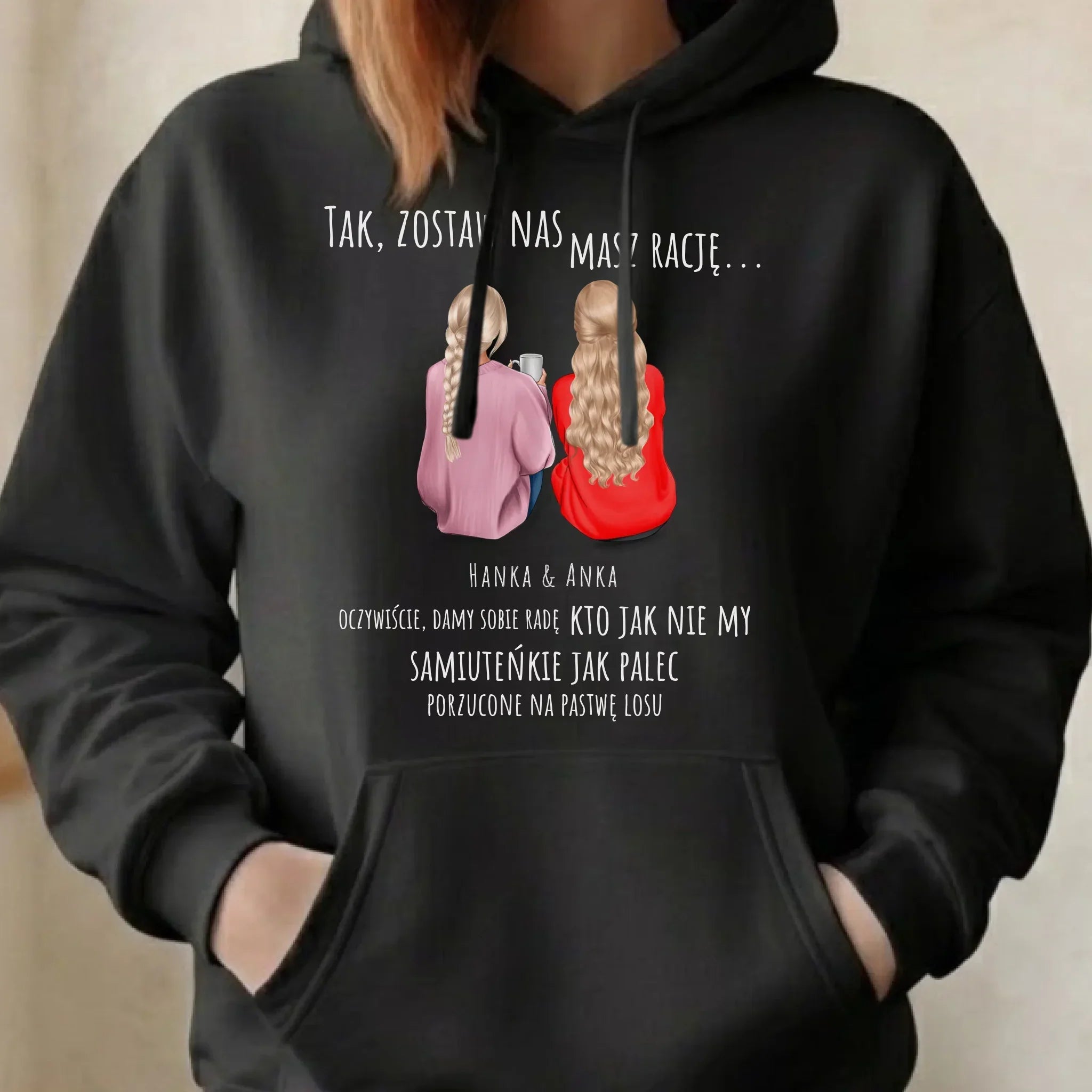Bluza damska z kapturem na odejście z pracy - prezent od koleżanek - 2-5 osób personalizowana OP16 - StoryCups.pl