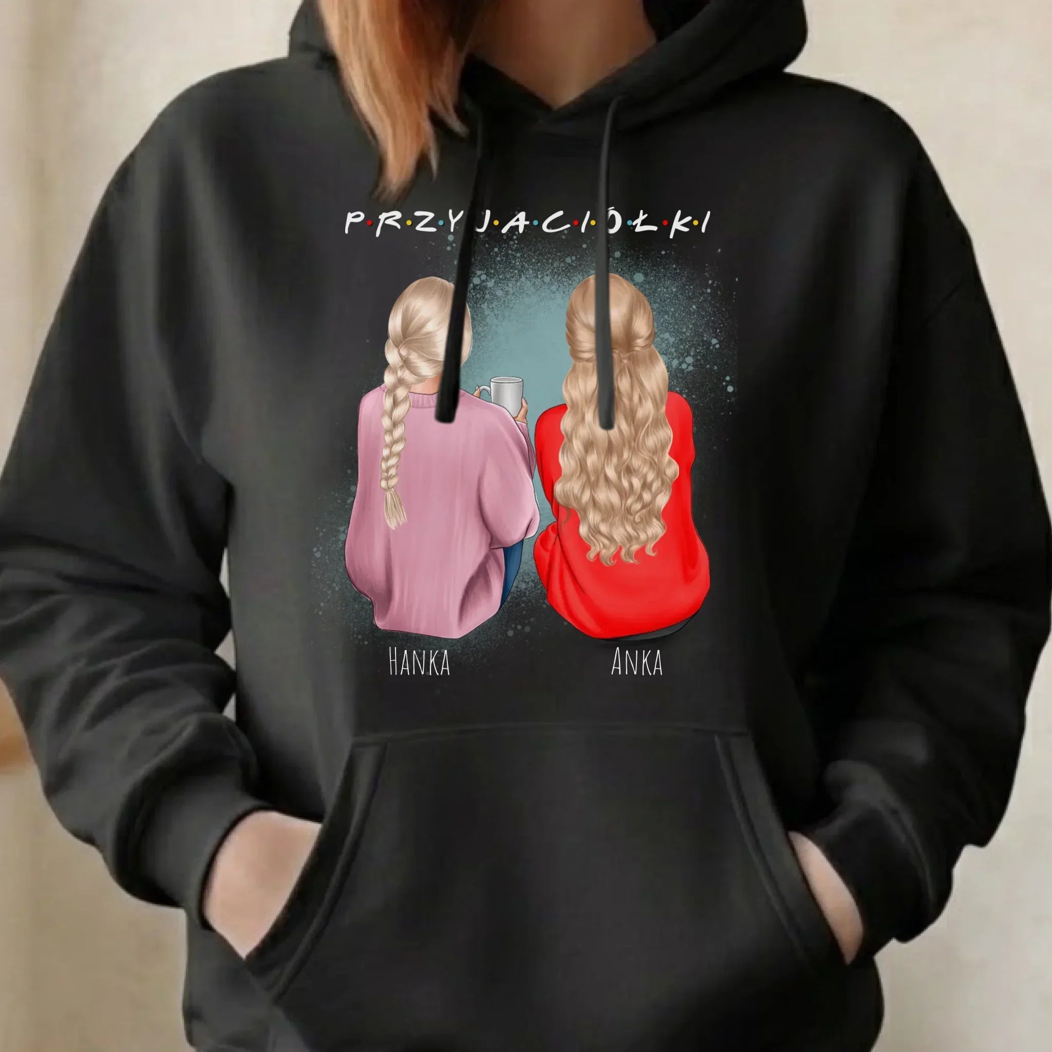 Bluza damska z kapturem - prezent dla przyjaciółki - personalizowane postacie 2-4 osoby PR02 - StoryCups.pl