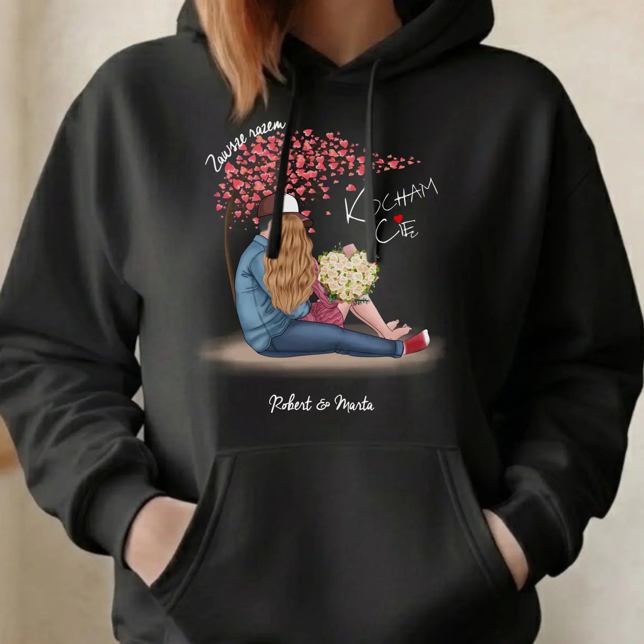 Bluza damska z kapturem dla par - prezent dla dziewczyny narzeczonej żony - Zawsze razem - personalizowana W04 - StoryCups.pl