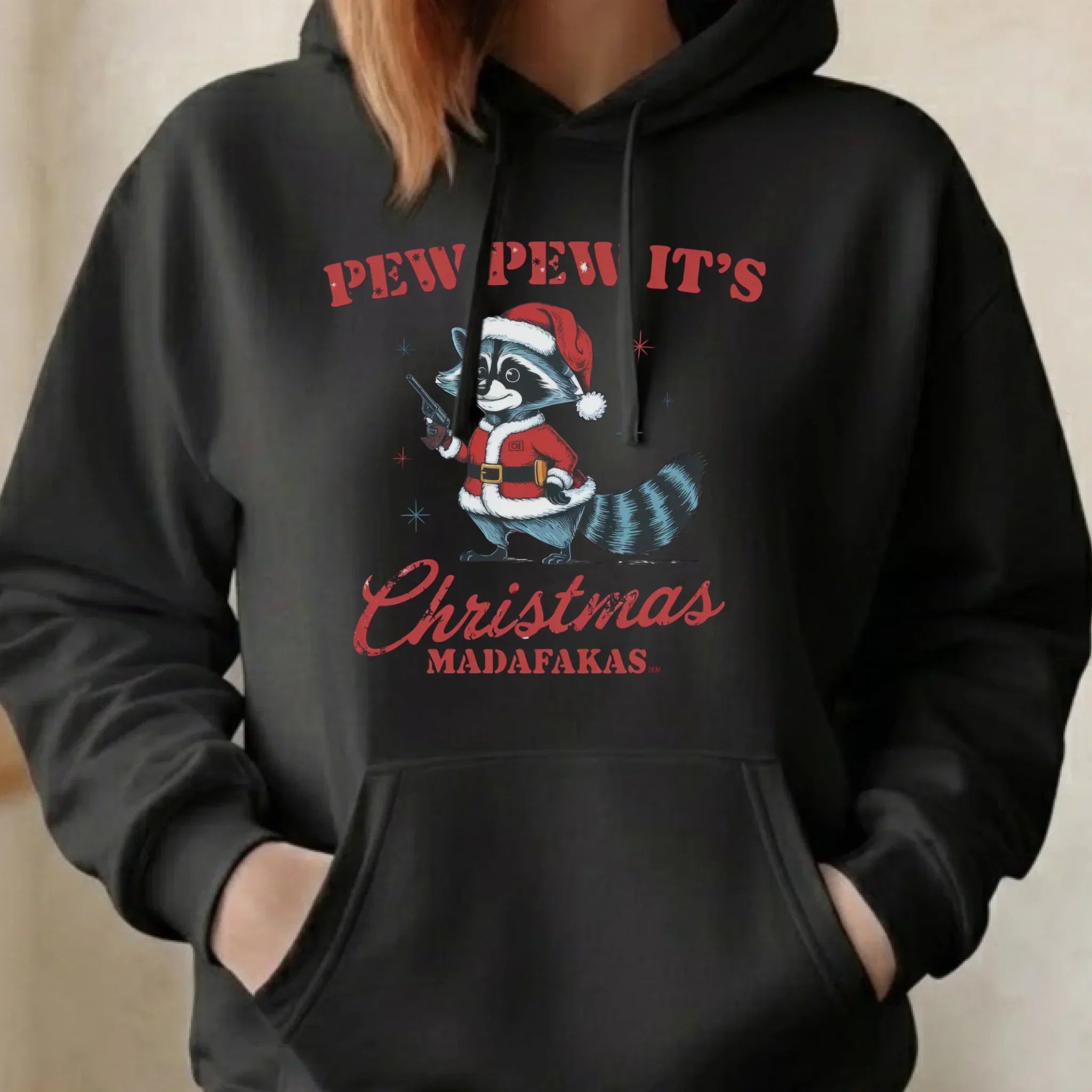 Bluza damska z kapturem świąteczna - Pew pew it's Christmas BN60 - StoryCups.pl