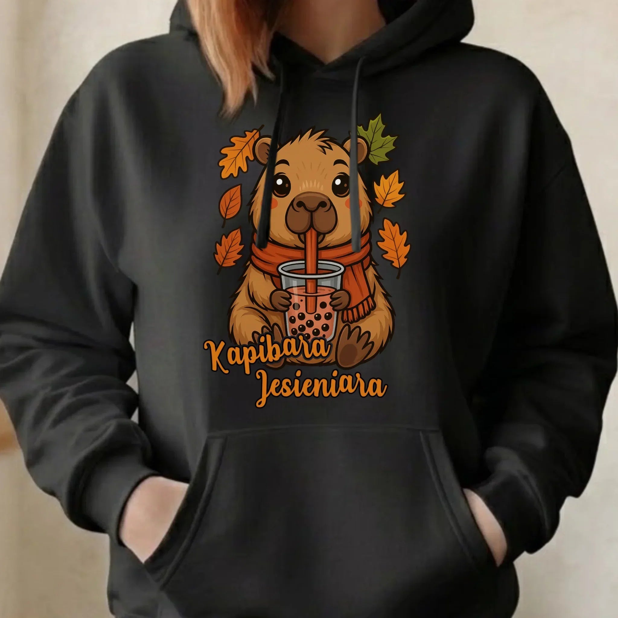 Bluza damska z kapturem jesienna - Kapibara Jesieniara JS19 - StoryCups.pl