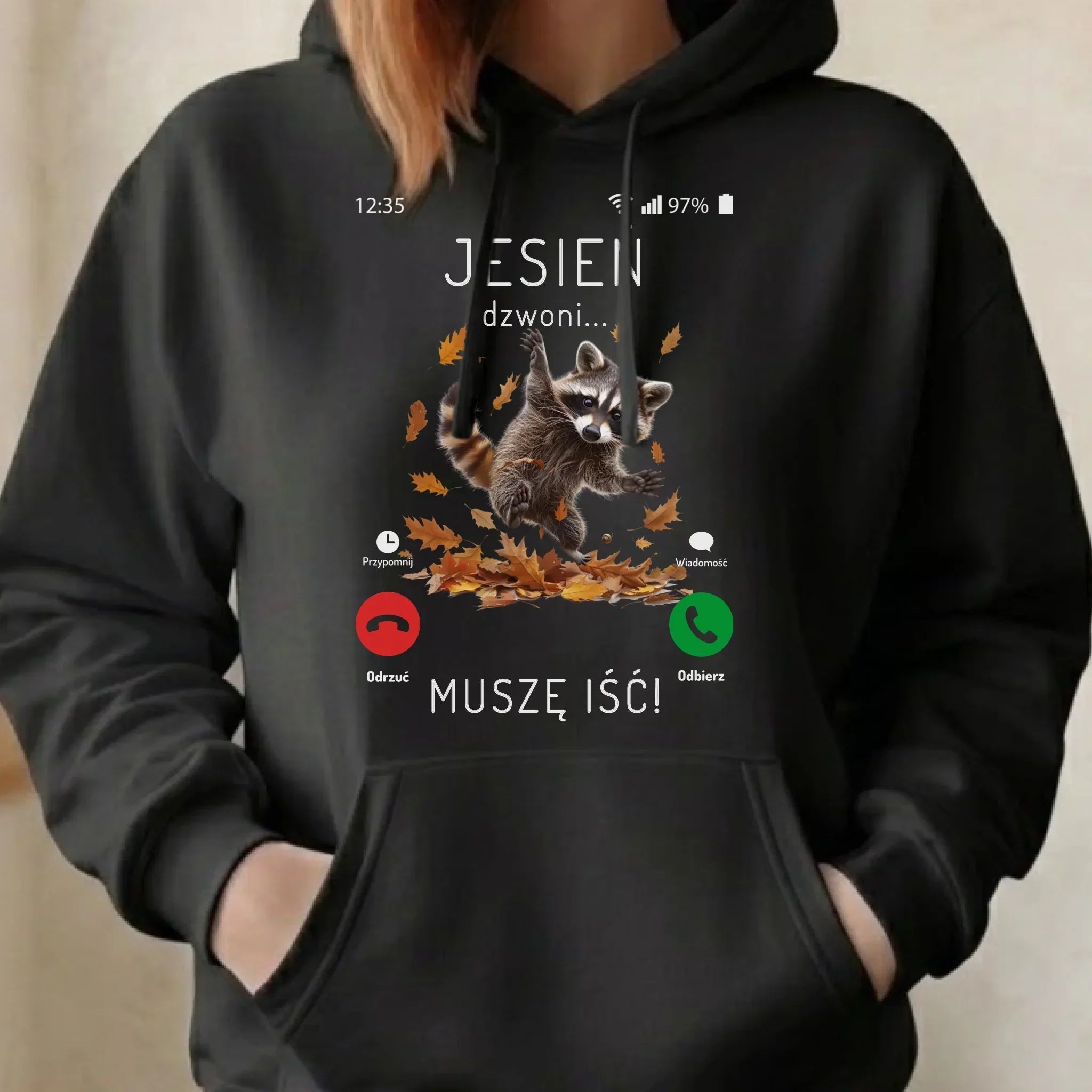 Bluza damska z kapturem jesienna - Jesień dzwoni muszę iść JS18 - StoryCups.pl