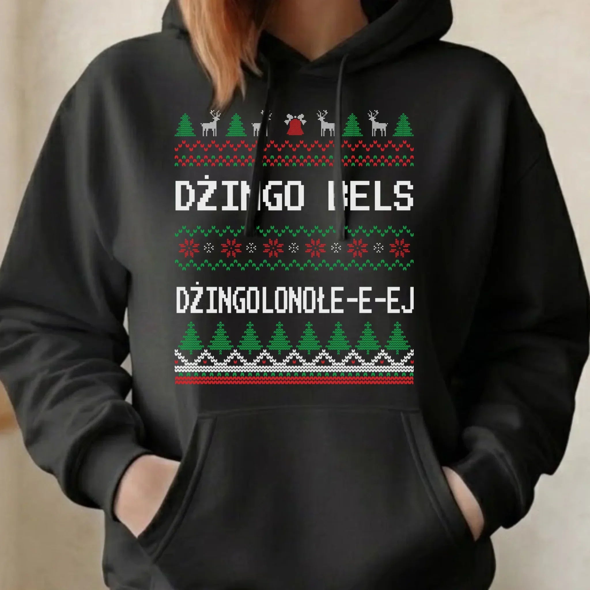 Bluza damska z kapturem świąteczna - prezent na Święta - Dżingo bels BN11 - StoryCups.pl