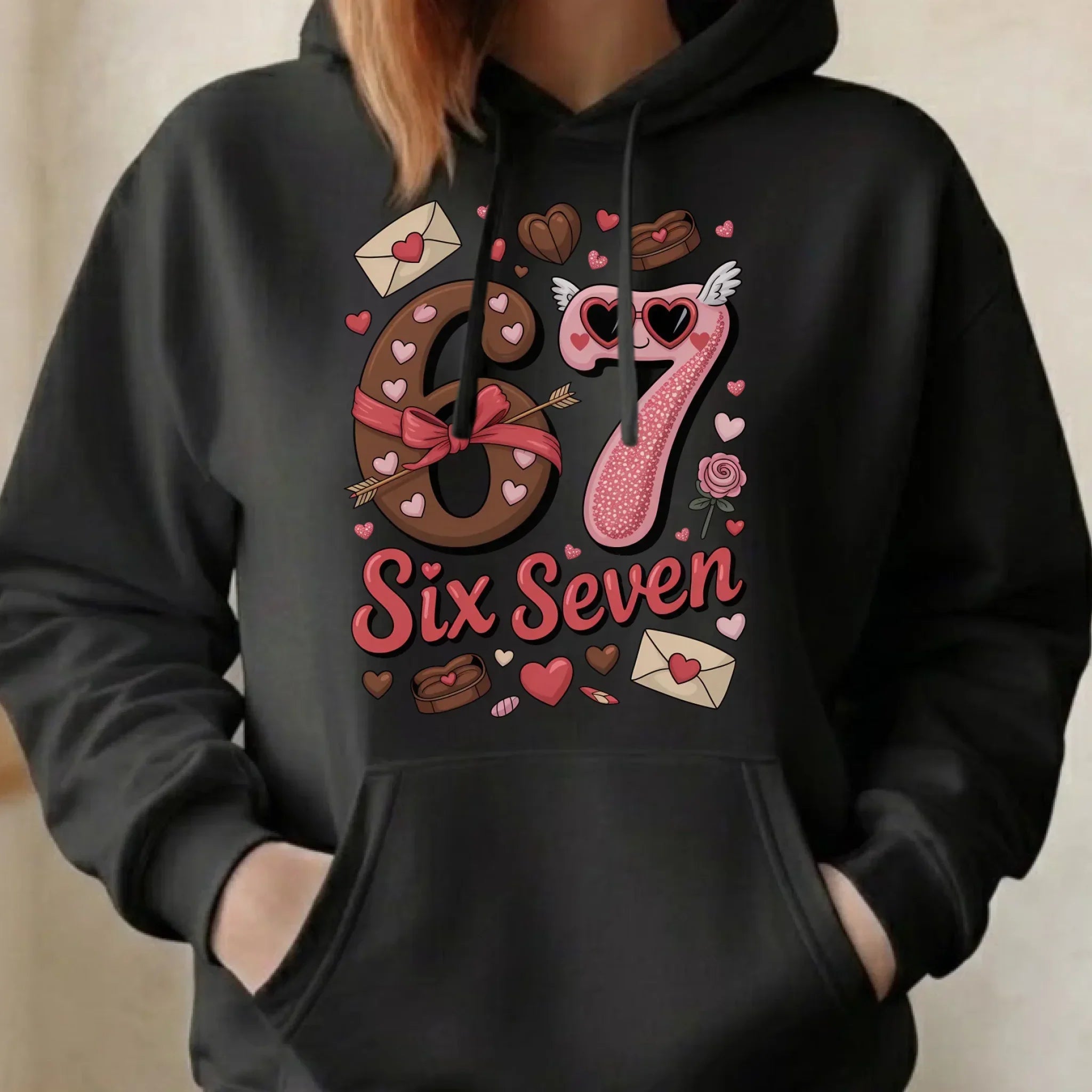 Bluza damska z kapturem - Miłość Six Seven 67 W72 - StoryCups.pl