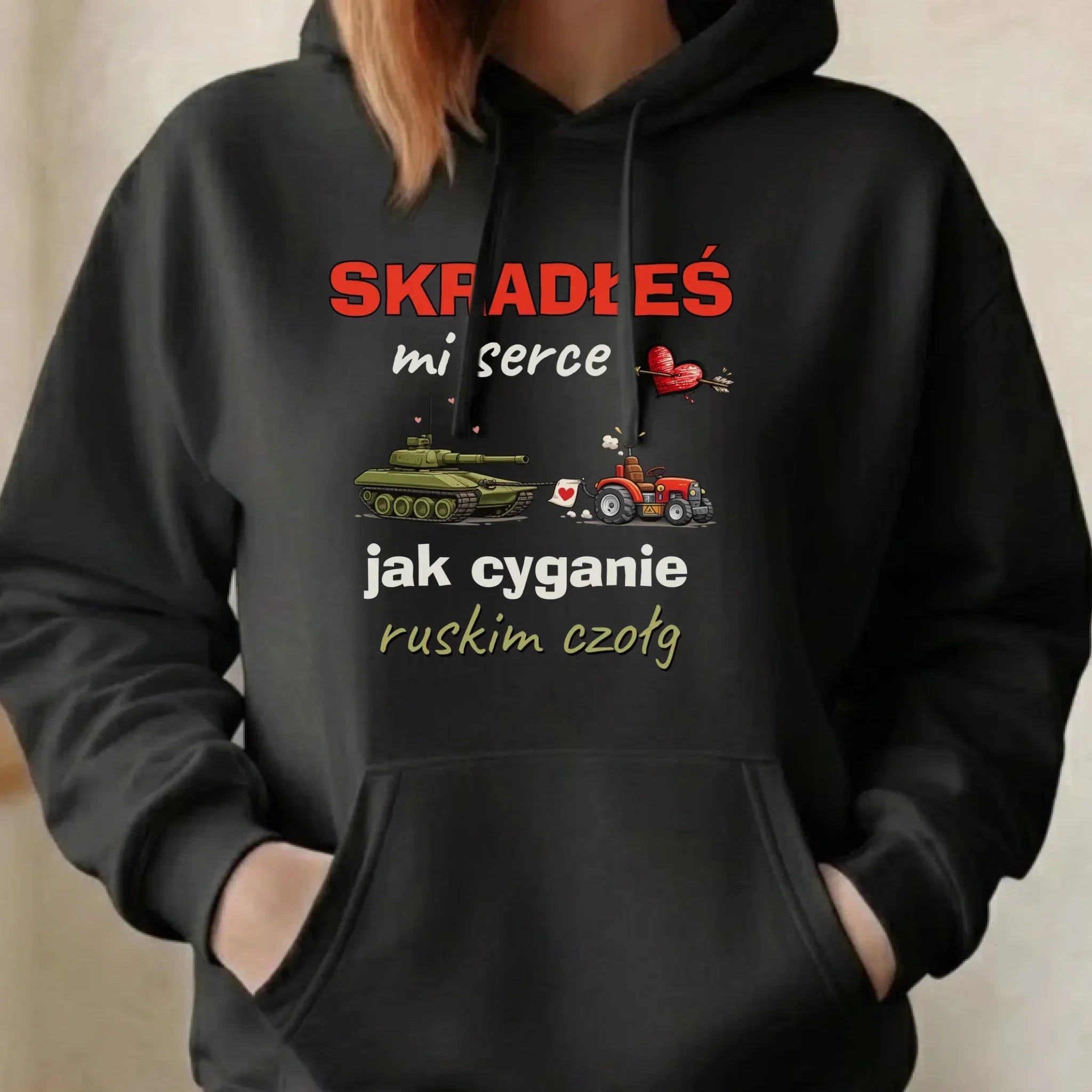Bluza damska z kapturem - Skradłeś mi serce jak cyganie ruskim czołg W77 - StoryCups.pl