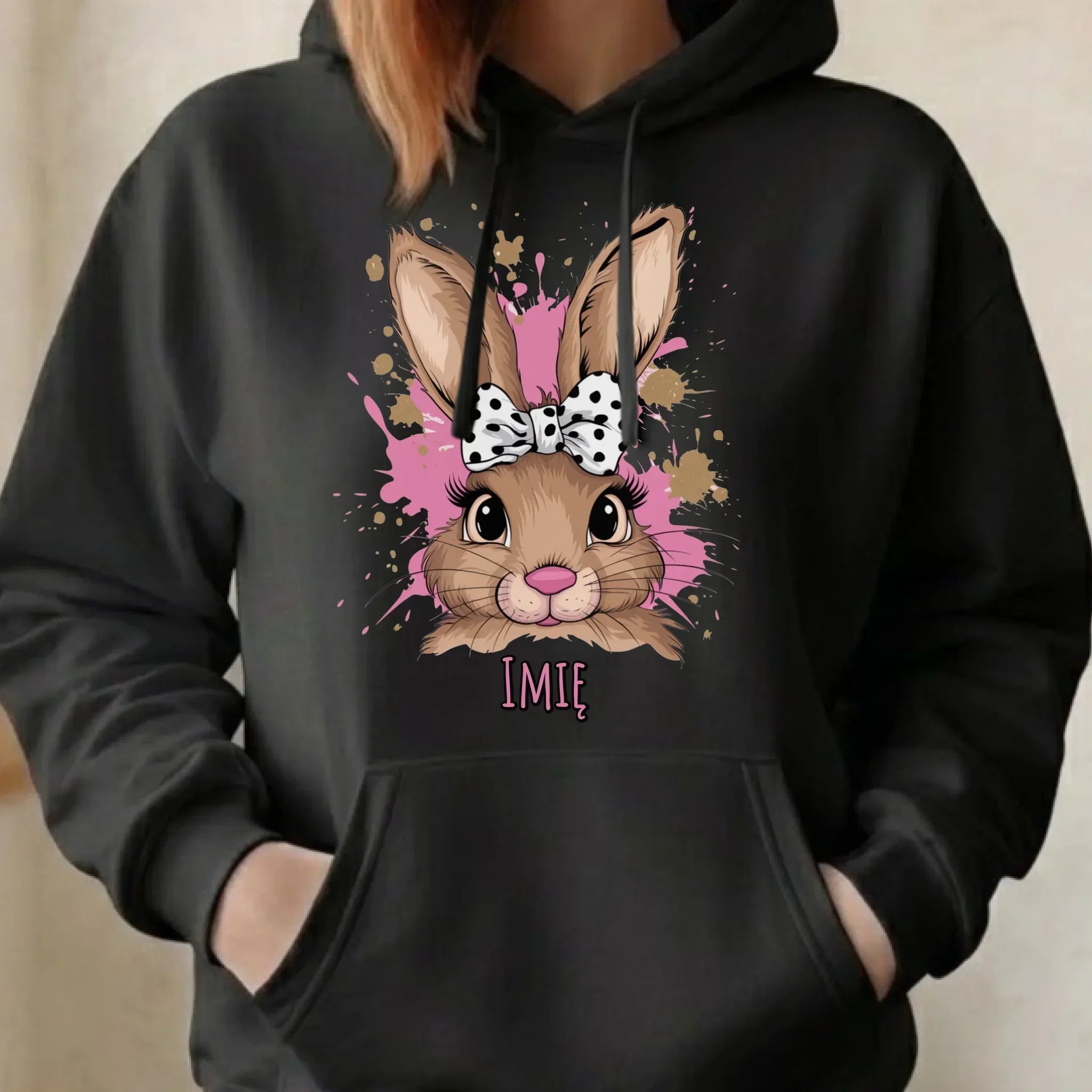 Bluza damska z kapturem na Wielkanoc - Słodki Zajączek - personalizowana WN08 - StoryCups.pl