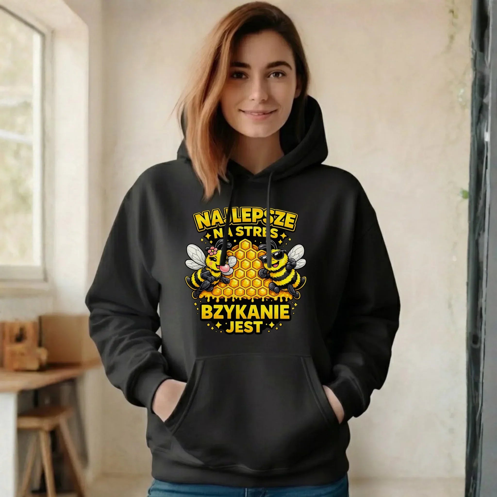 Bluza damska z kapturem - Najlepsze na stres bzykanie jest W79 - StoryCups.pl