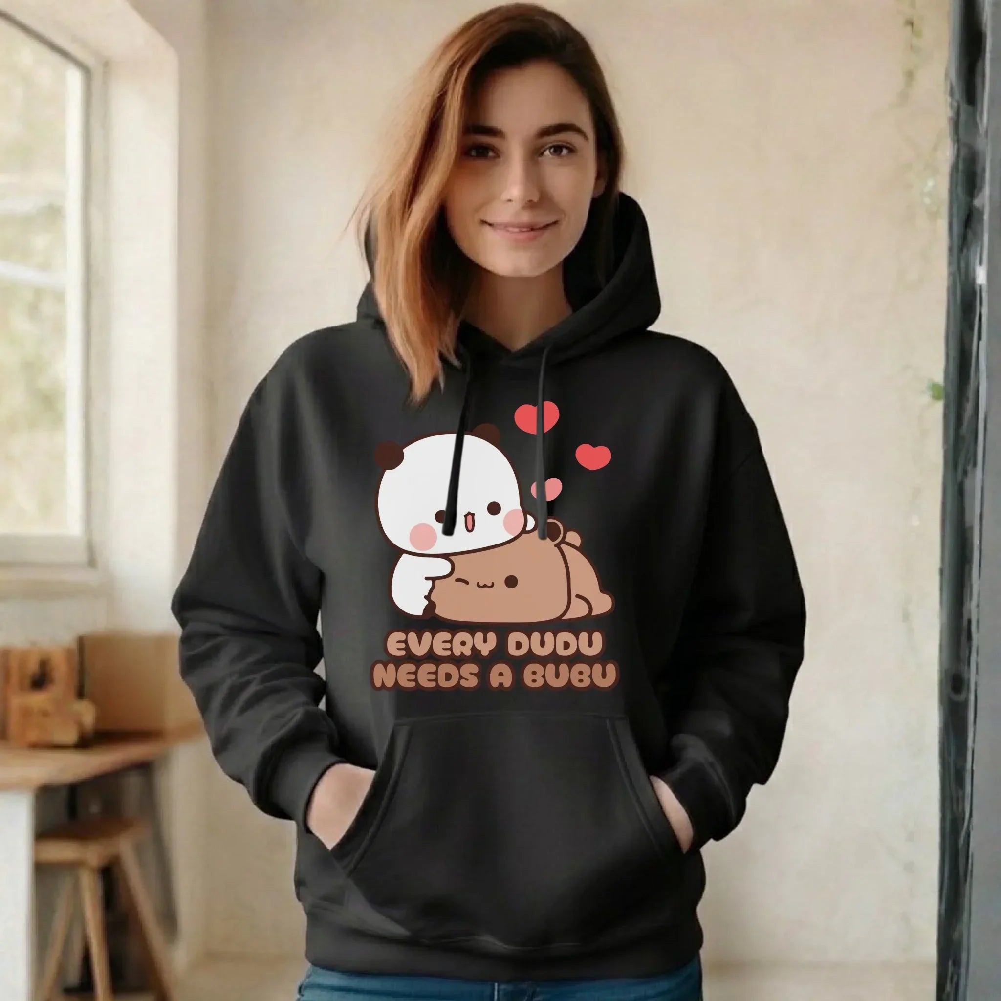 Bluza damska z kapturem dla par - Every Dudu needs a Bubu W32 - StoryCups.pl