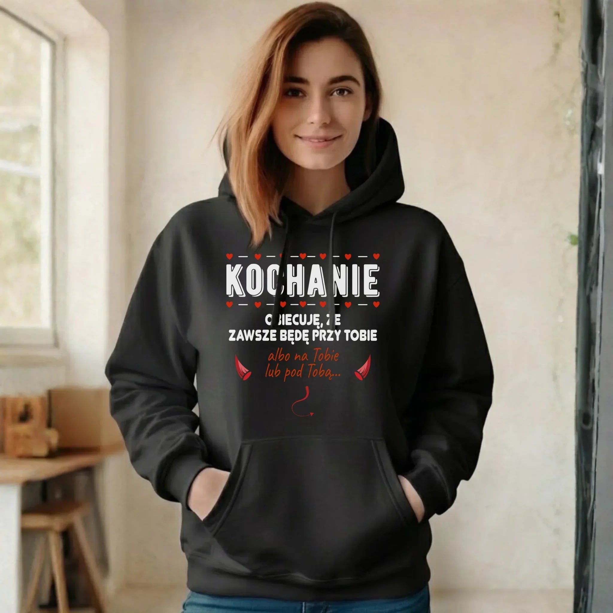 Bluza damska z kapturem - Obiecuję, że zawsze będę przy Tobie W50 - StoryCups.pl