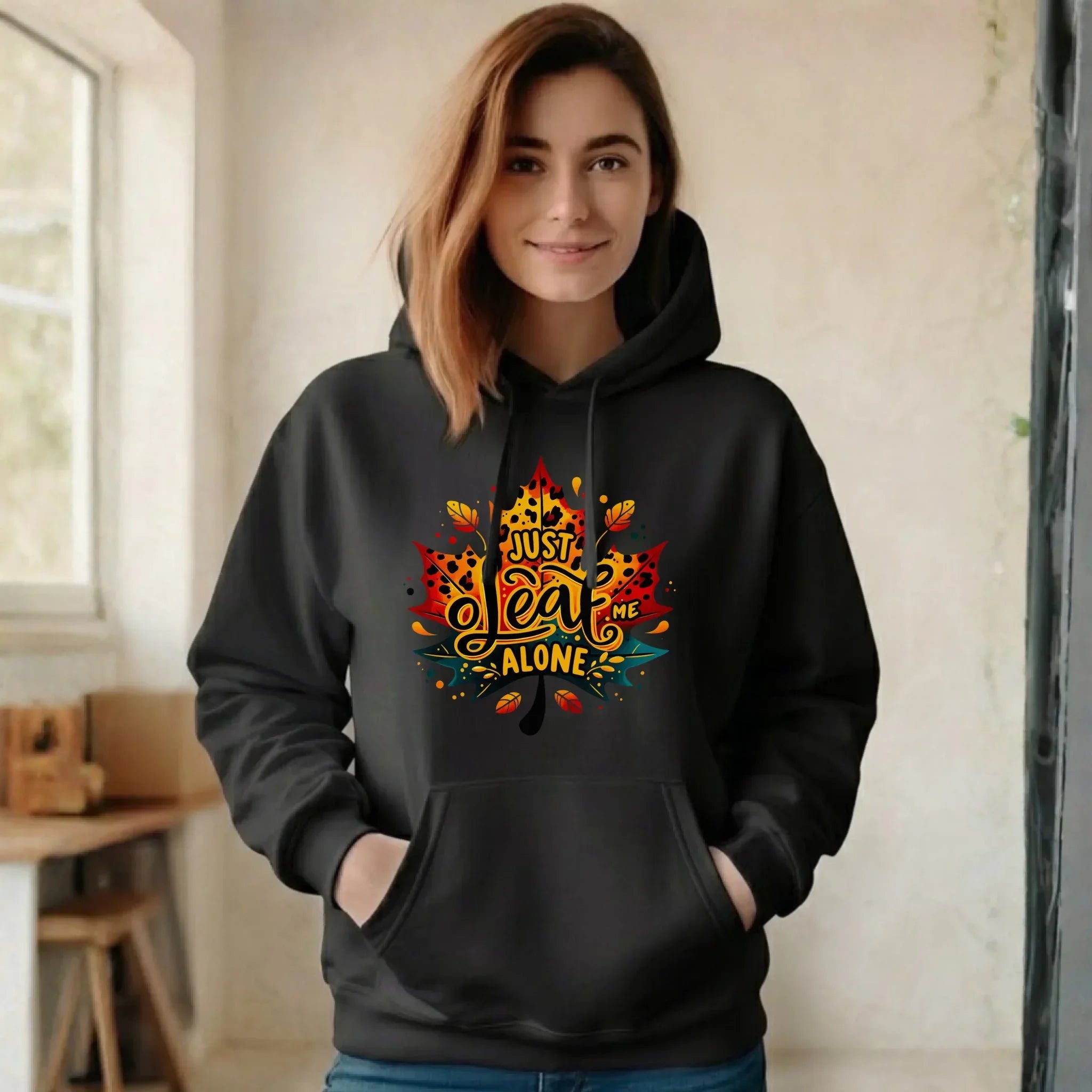 Bluza damska z kapturem jesienna - Just leaf me alone JS22 - StoryCups.pl