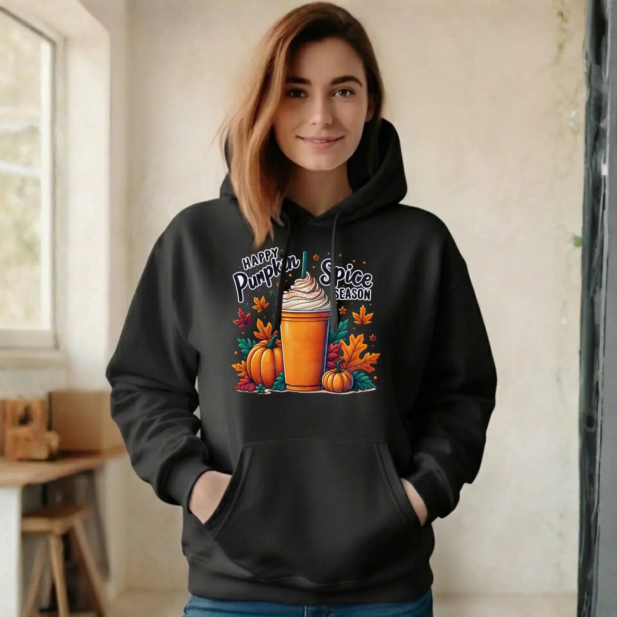 Bluza damska z kapturem jesieniara - Pumpkin Spice - kawa dyniowa JS02 - StoryCups.pl