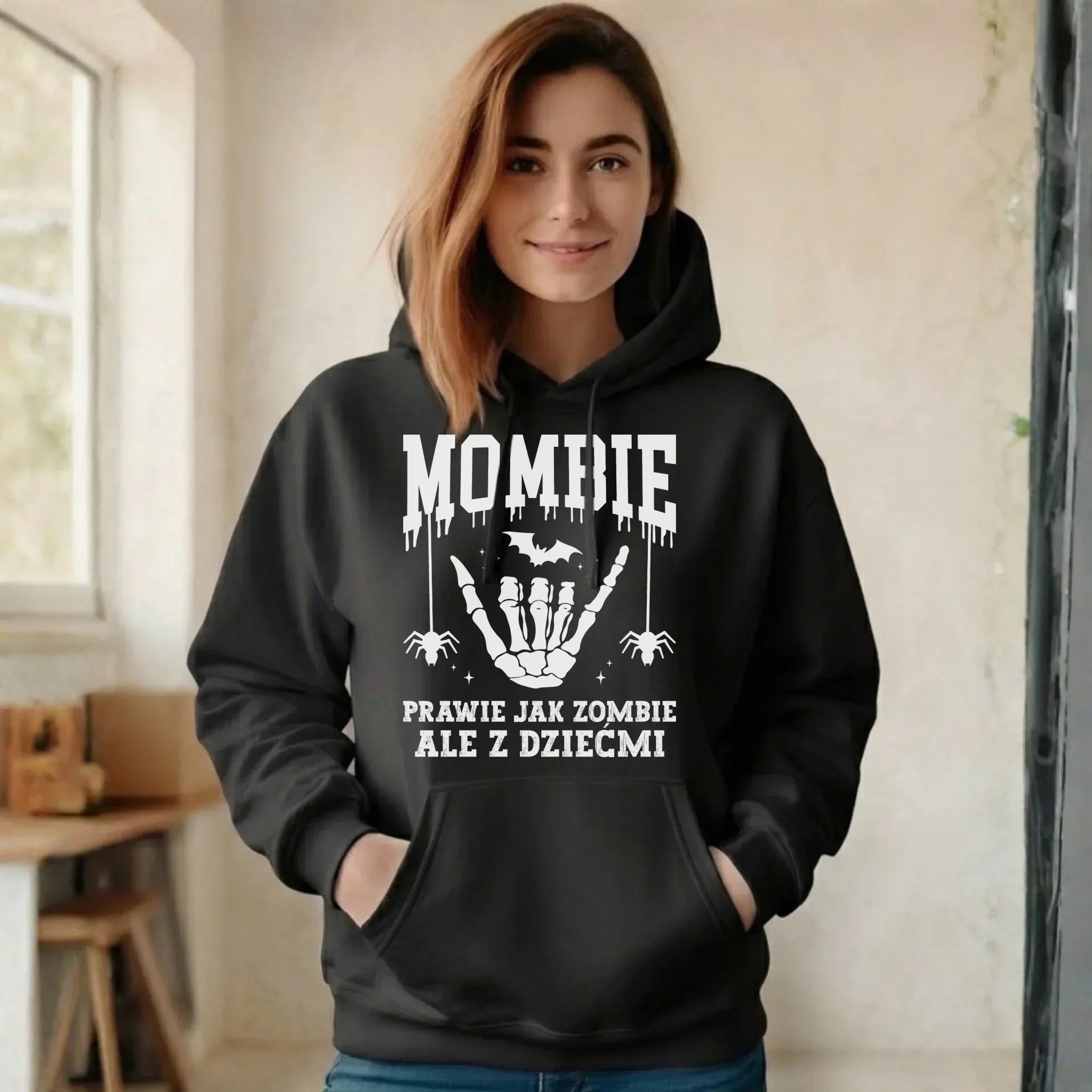 Bluza damska z kapturem dla mamy - Mombie - zombie z dziećmi HL18 - StoryCups.pl
