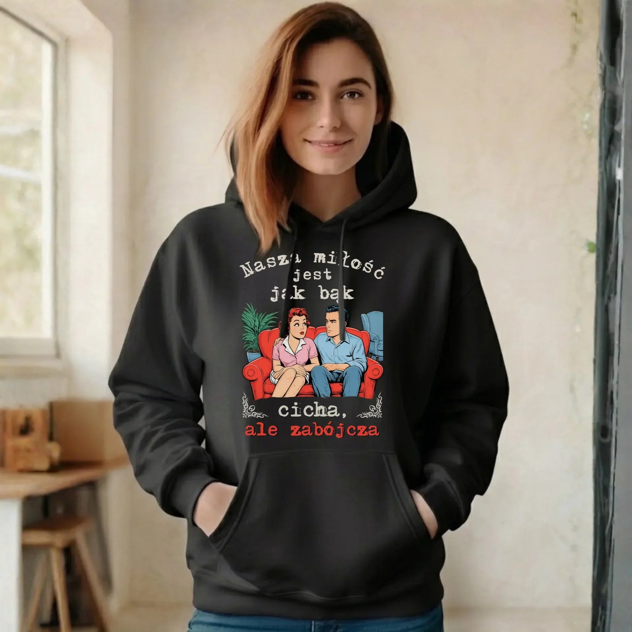 Bluza damska z kapturem - Nasza miłość jest jak bąk W70 - StoryCups.pl