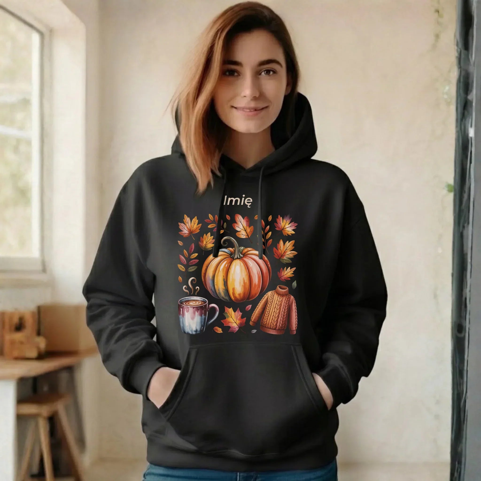 Bluza damska z kapturem jesienna - Złota jesień - personalizowana JS30 - StoryCups.pl