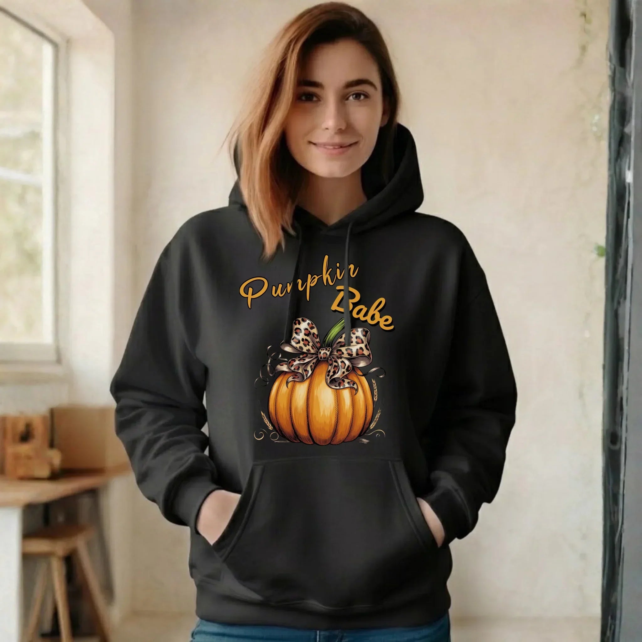 Bluza damska z kapturem jesienna - Pumpkin Babe - dla miłośniczki dyni JS33 - StoryCups.pl