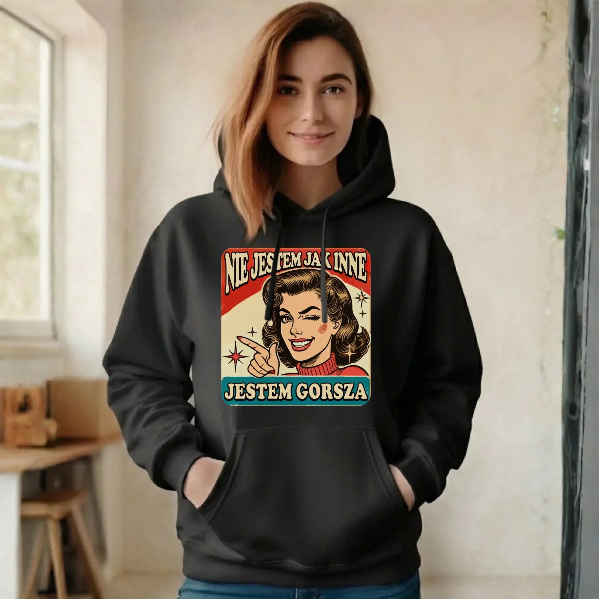 Bluza damska z kapturem - Nie jestem jak inne, jestem gorsza - w stylu retro DZ07 - StoryCups.pl