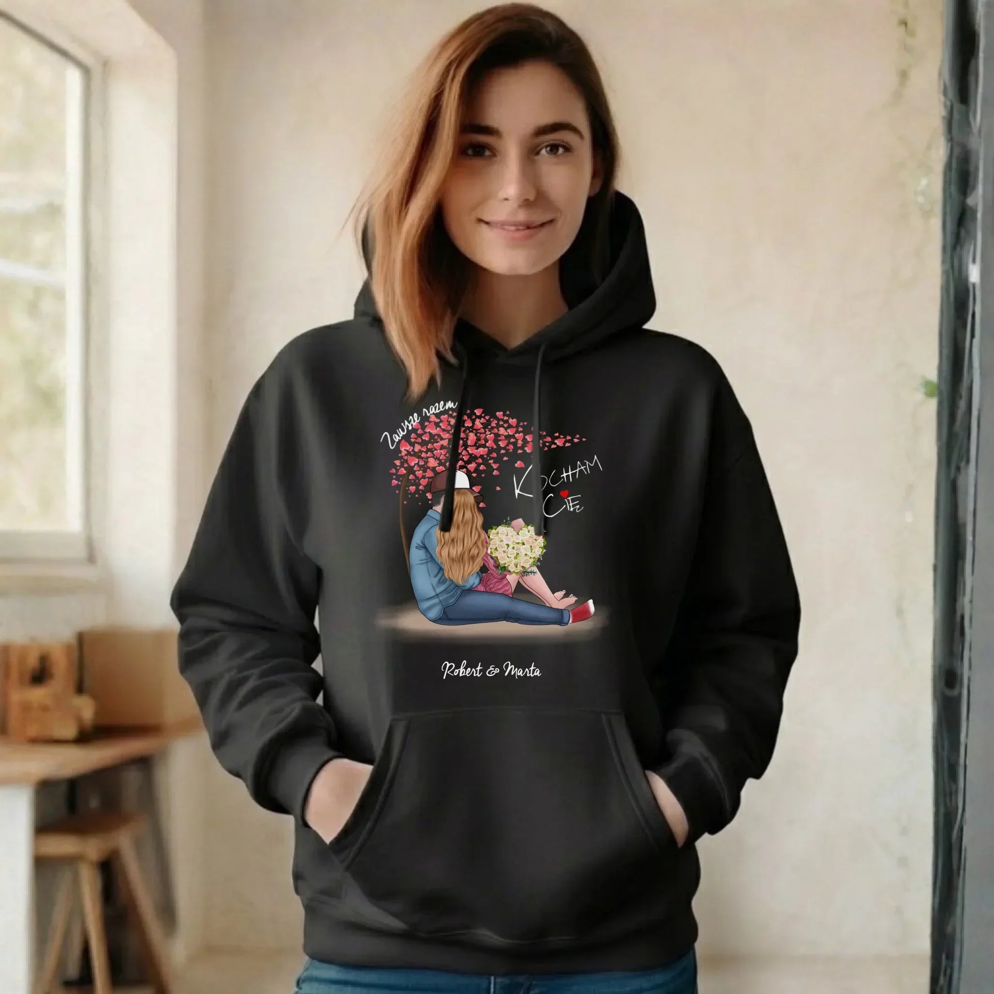 Bluza damska z kapturem dla par - prezent dla dziewczyny narzeczonej żony - Zawsze razem - personalizowana W04 - StoryCups.pl