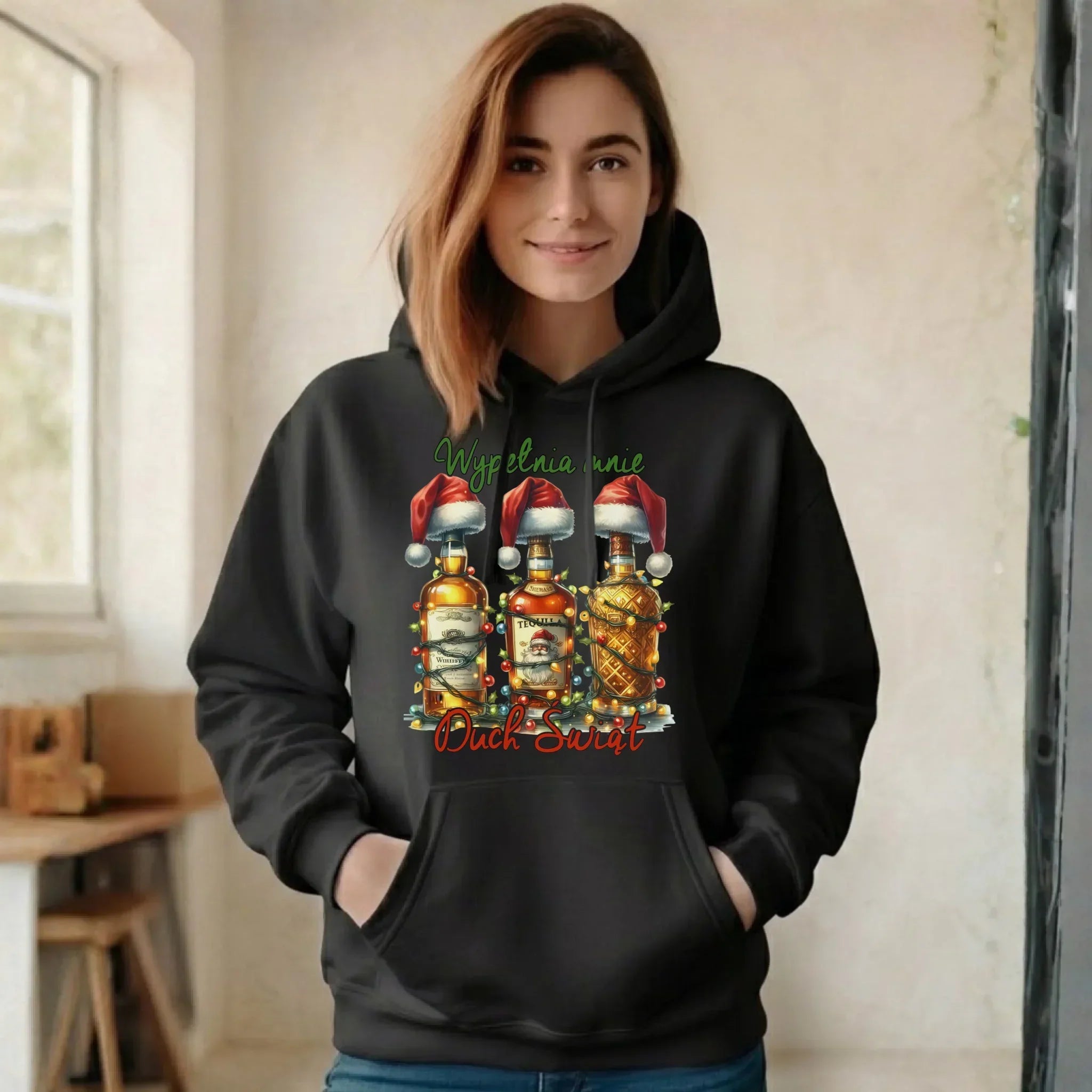 Bluza damska z kapturem świąteczna - Wypełnia mnie Duch Świąt BN69 - StoryCups.pl