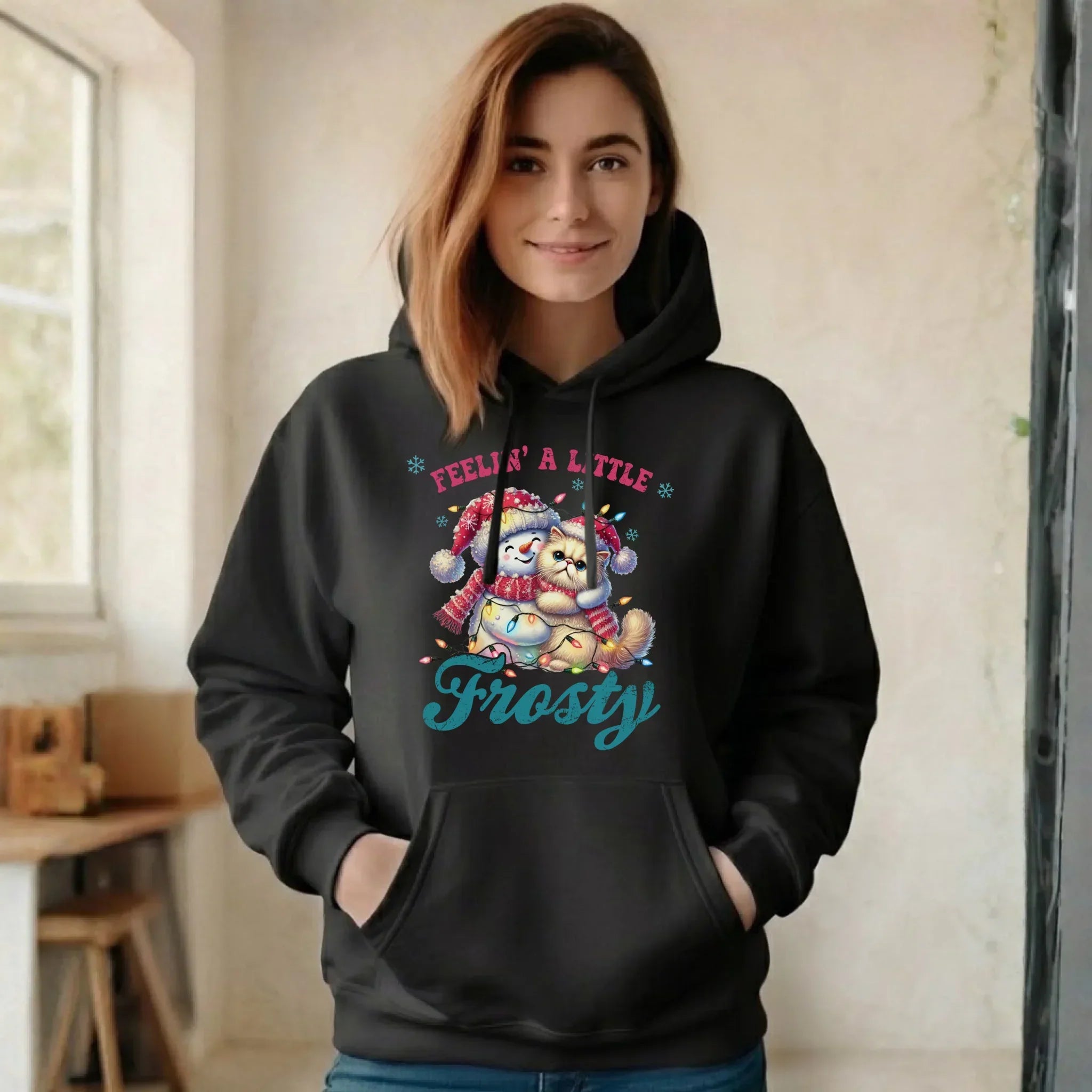 Bluza damska z kapturem świąteczna - Feelin' a little frosty BN52 - StoryCups.pl